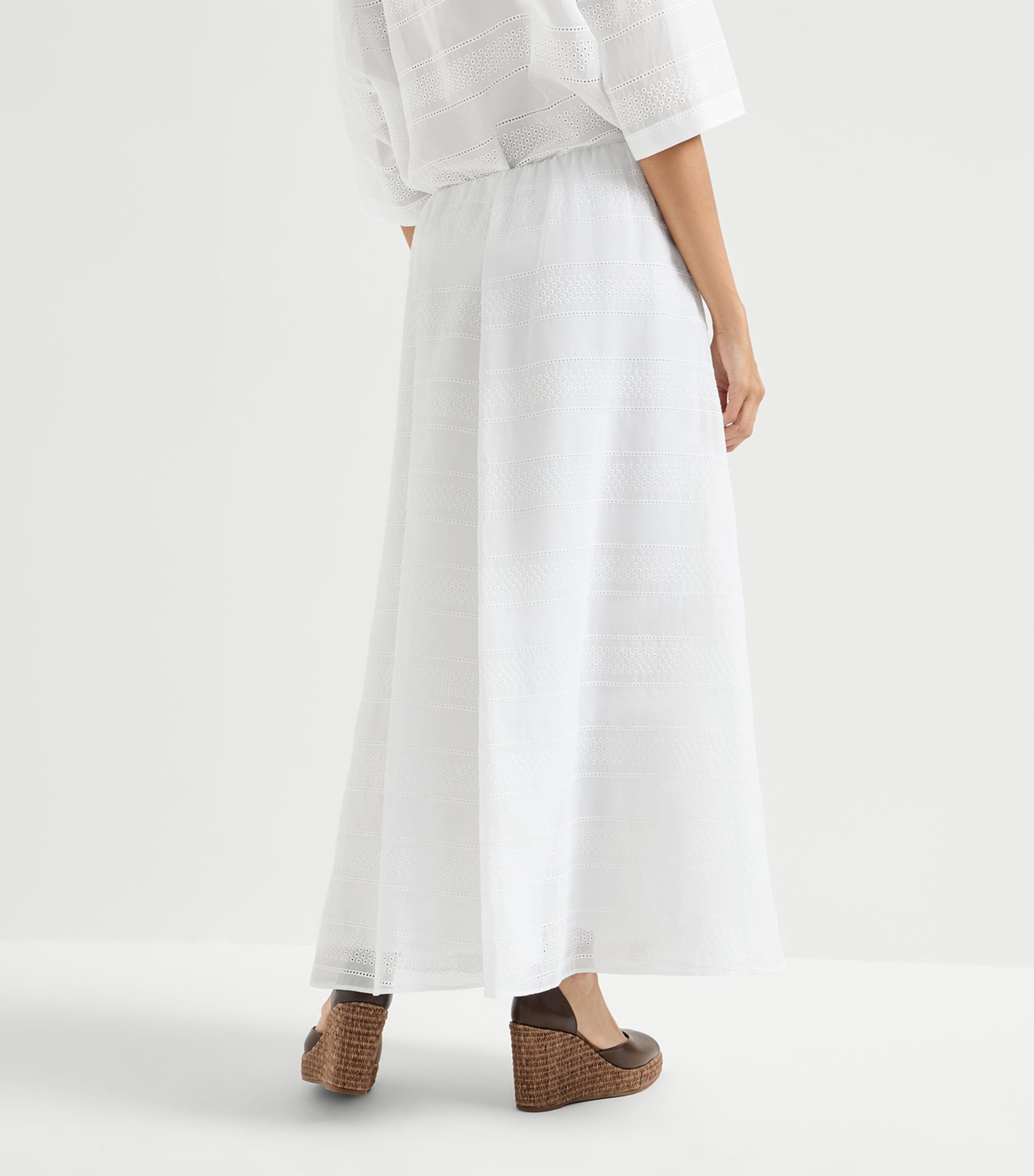 Brunello Cucinelli Womens Cotton Broderie Anglaise Maxi Skirt Image 5