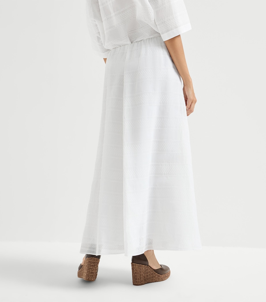 Brunello Cucinelli Womens Cotton Broderie Anglaise Maxi Skirt Image 5