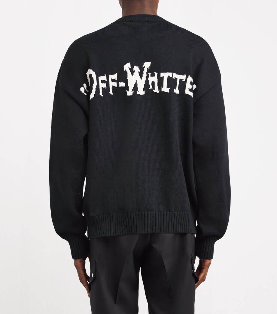 Off-White Mens Cotton-Blend Quote Sweater Black White Image 4