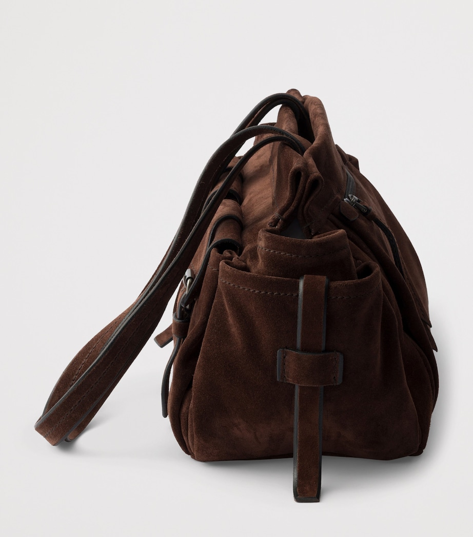 Prada Medium Suede Route Tote Bag Brown Image 4