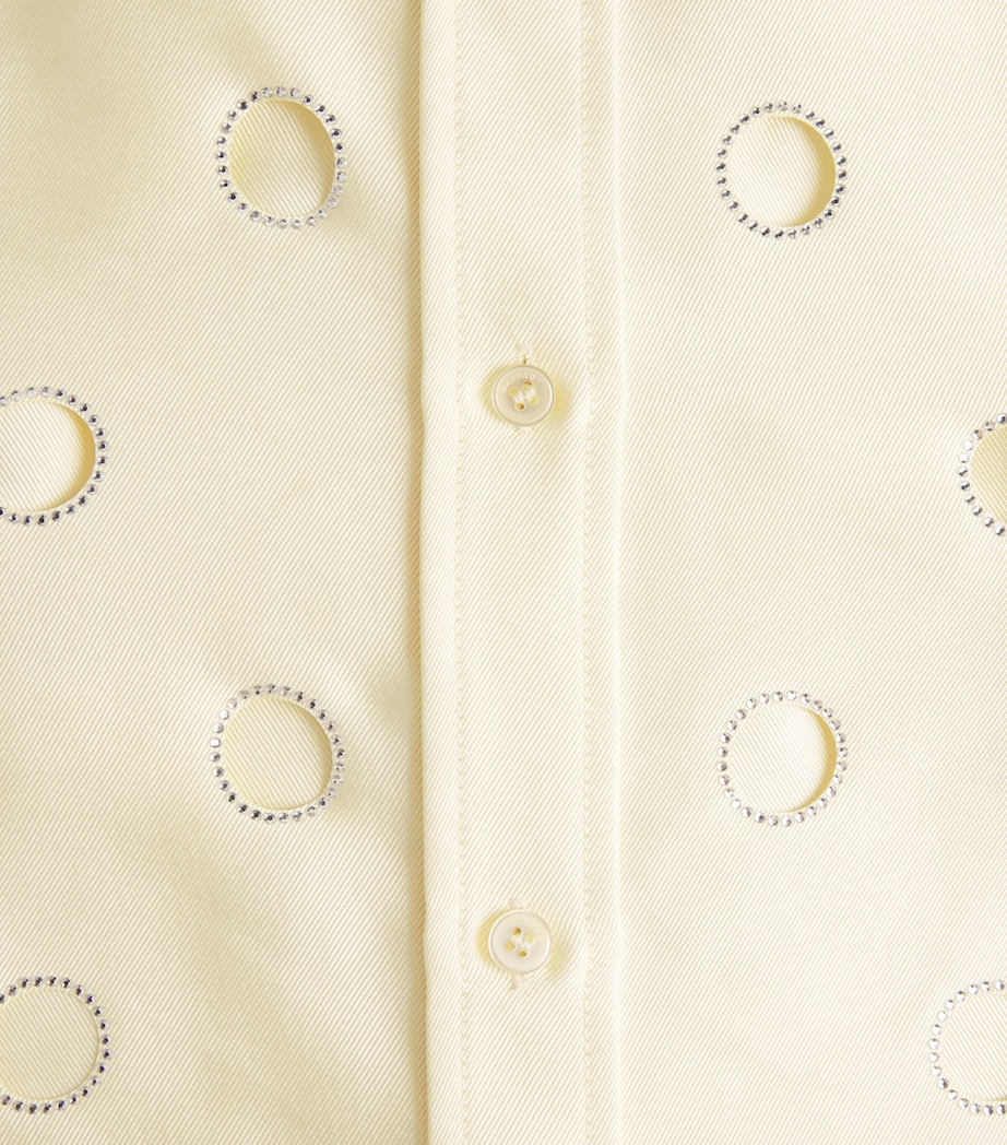 Sandro Paris Womens Openwork Rhinestone Shirt Vanilla Image 6