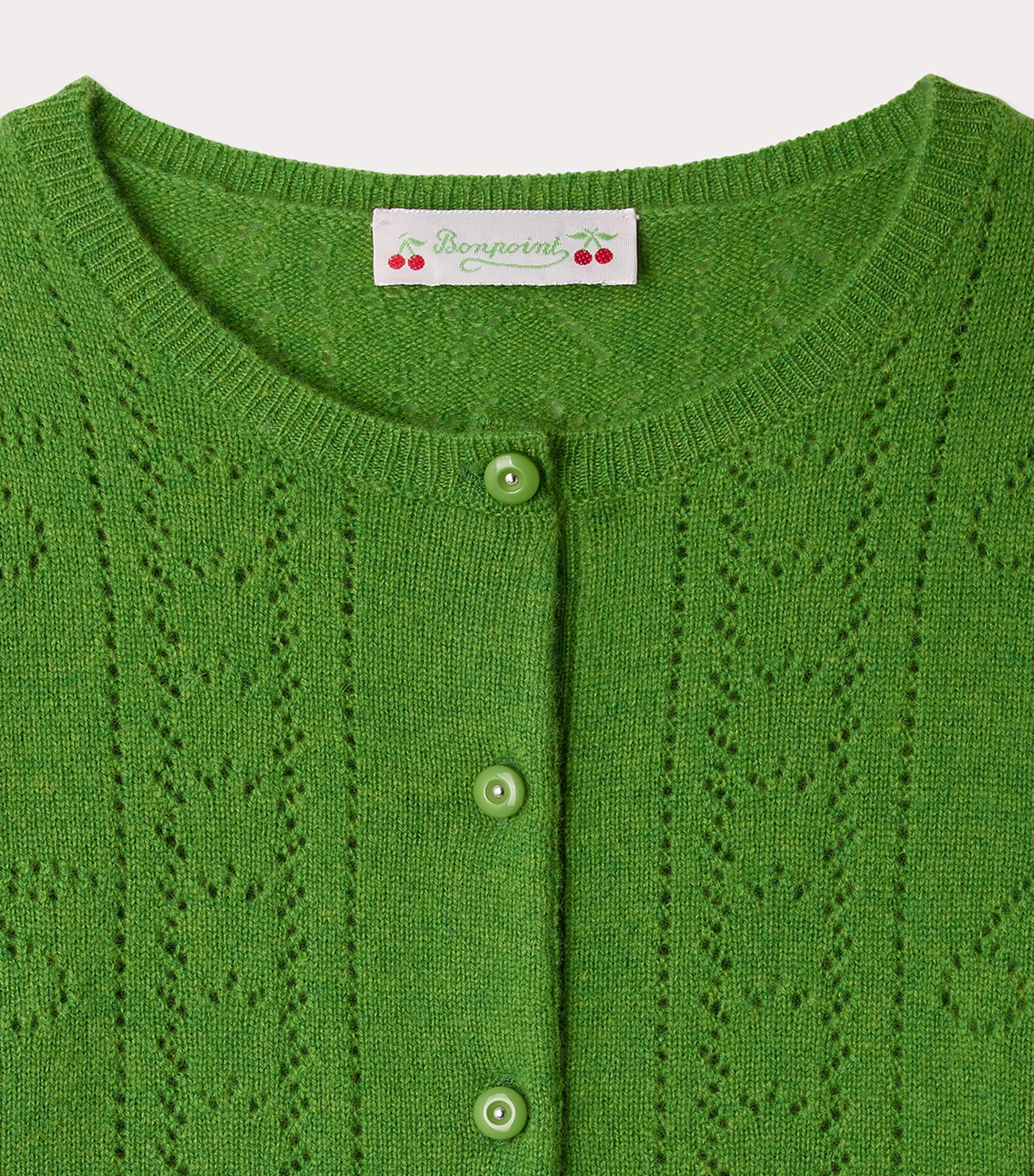 Cashmere Cherry Josiane Cardigan (4-8 Years) VERT Image 3