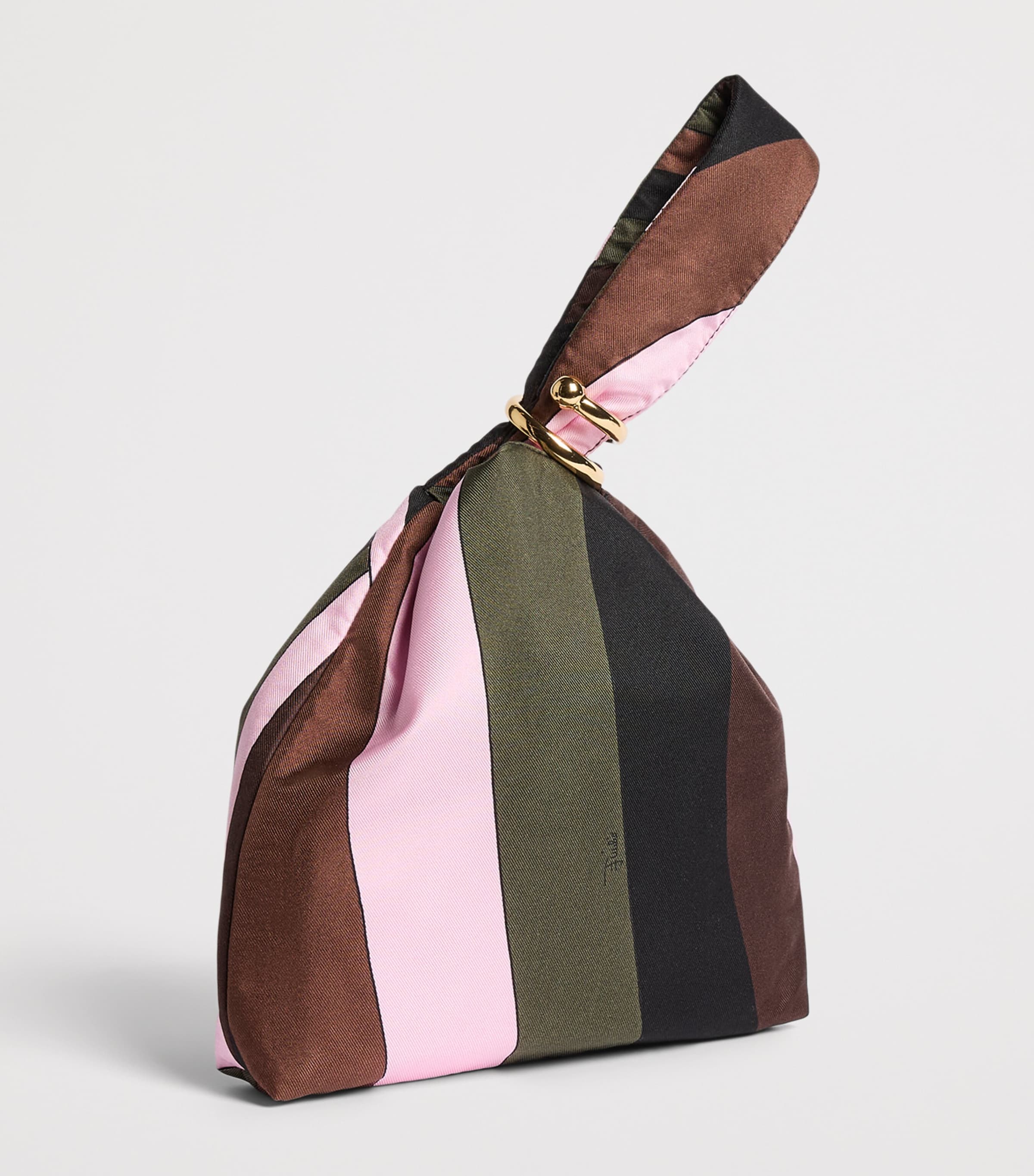 PUCCI Silk Iride Top-Handle Bag Khaki Pink Image 3
