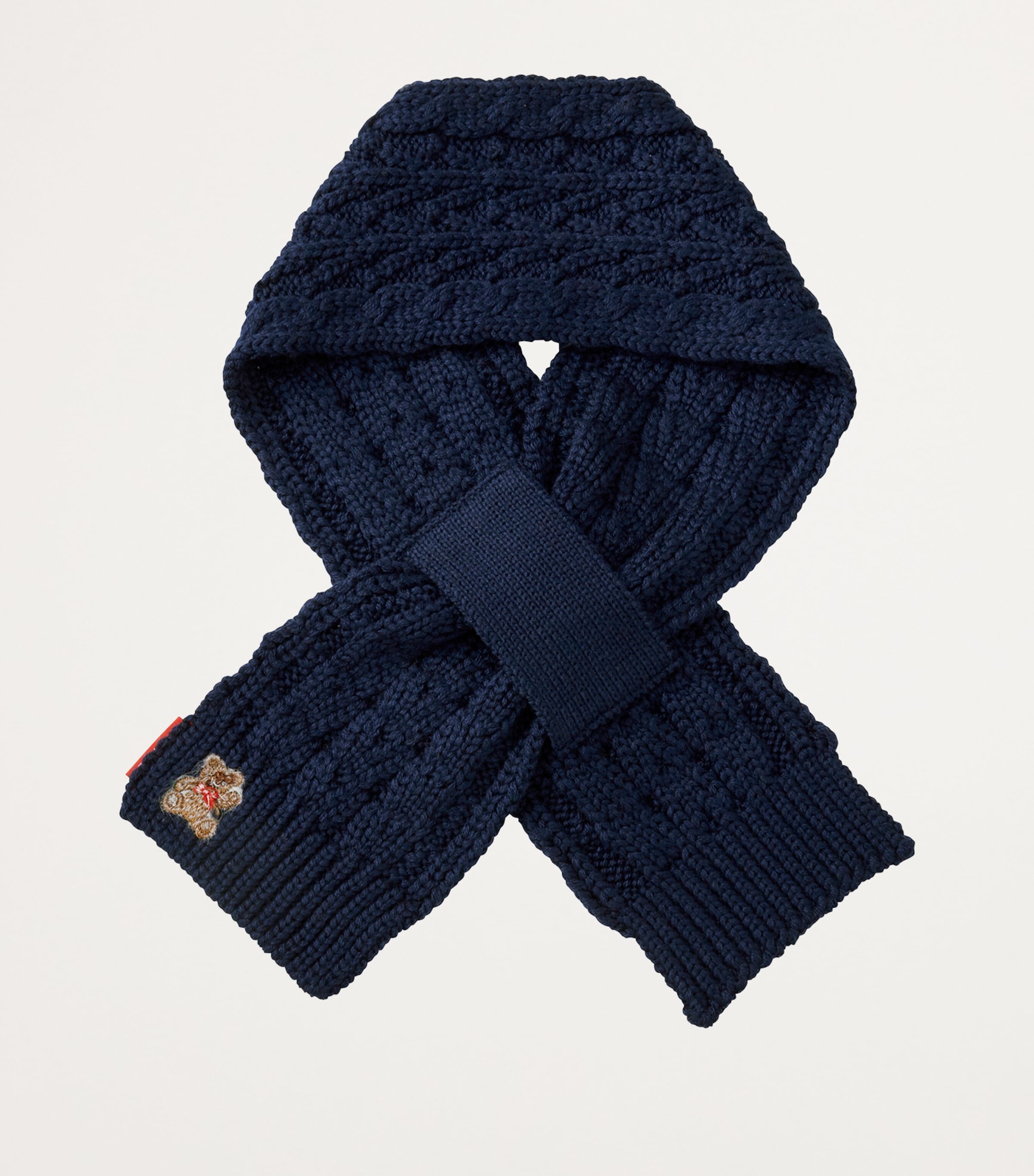 Cable-Knit Bear-Embroidered Scarf 3 Image 3