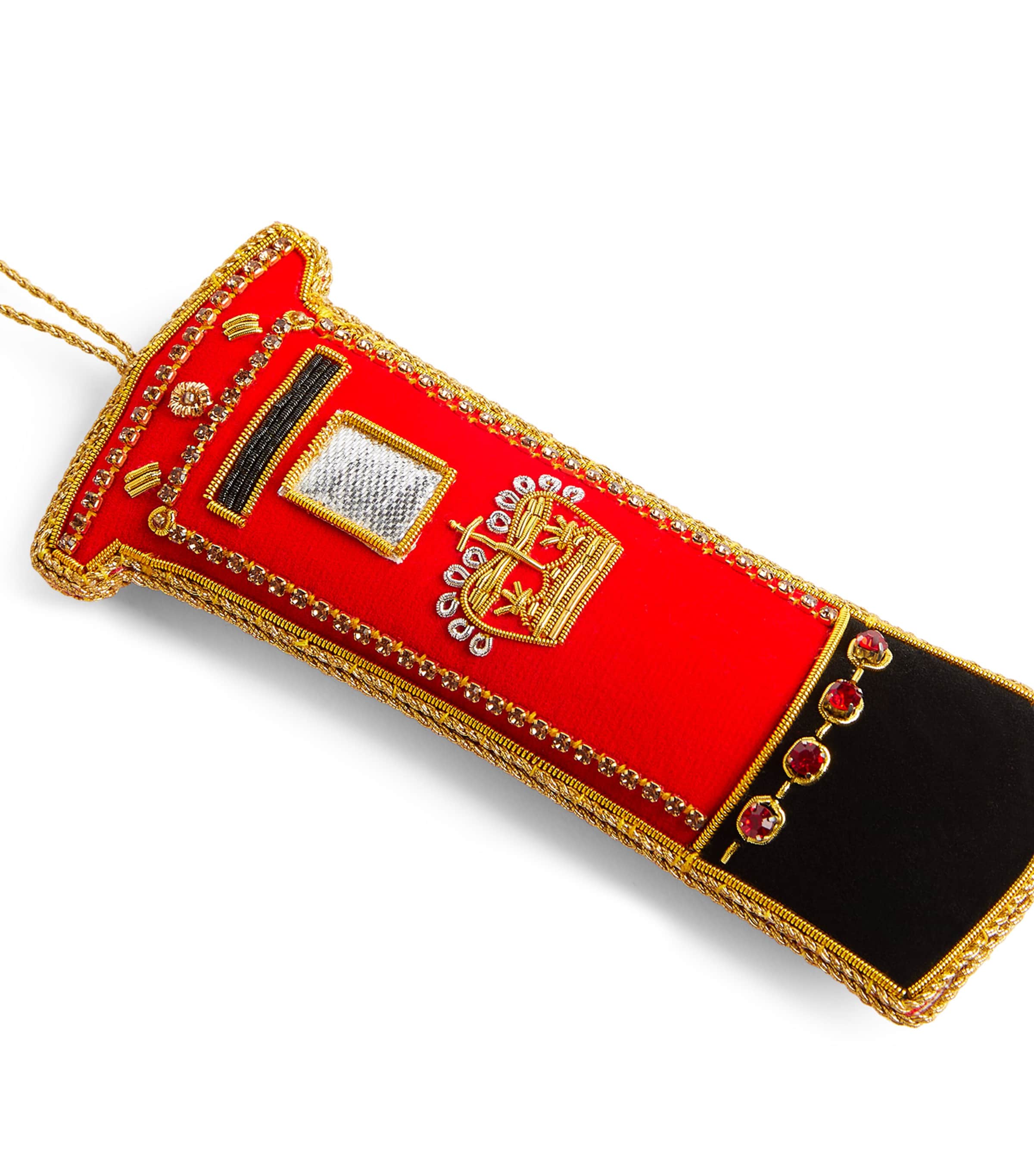 Beaded Post Box Tree Decoration RED/GOLD Image 4
