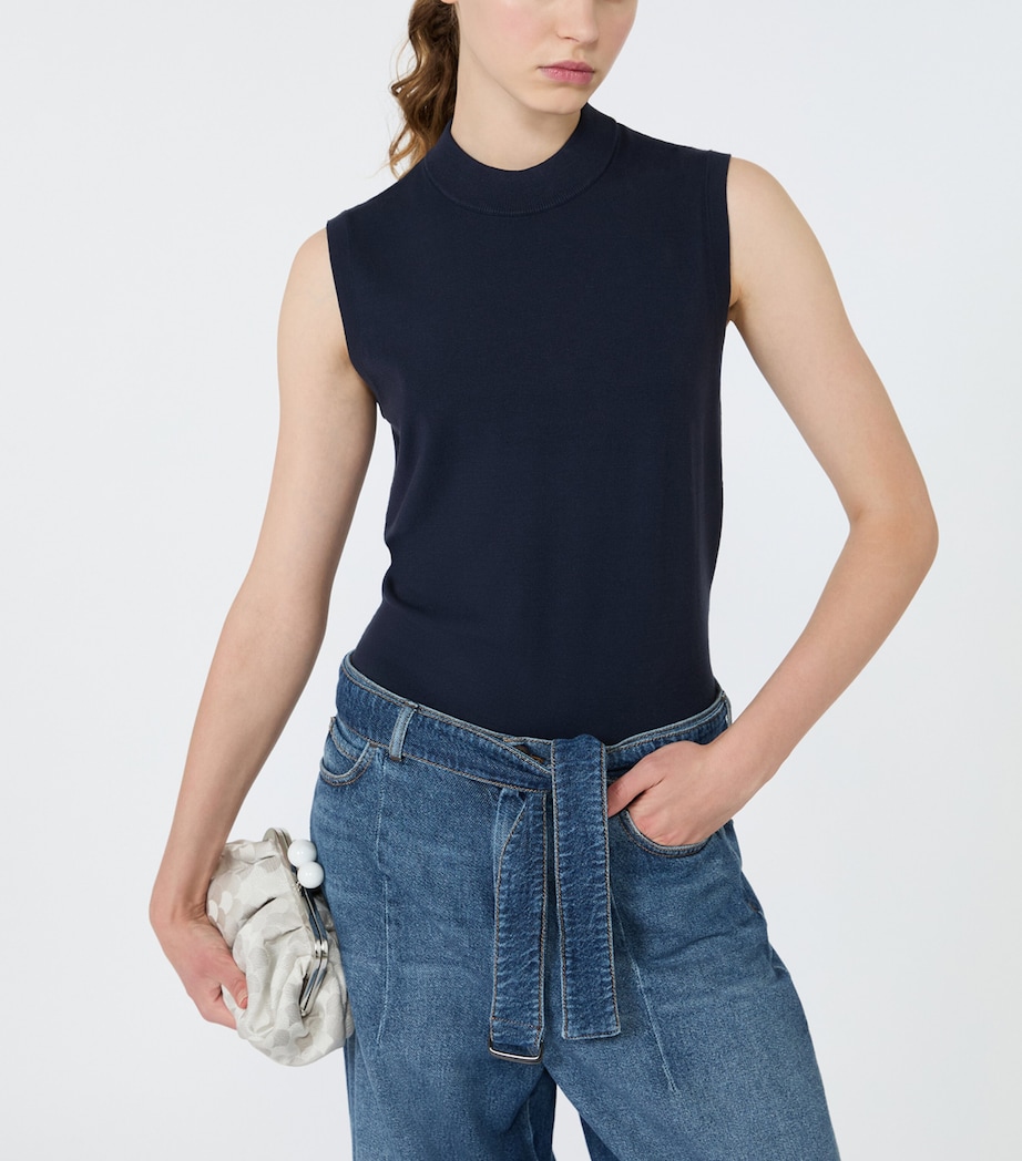 Weekend Max Mara Womens Sleeveless High-Neck Sweater Navy Image 5