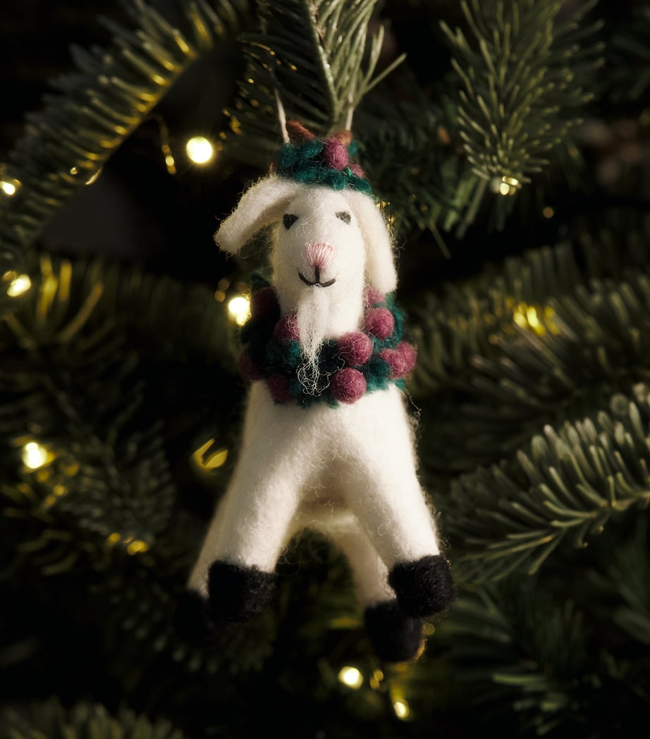 Harrods Goat Tree Decoration White, Green & Plum Image 3