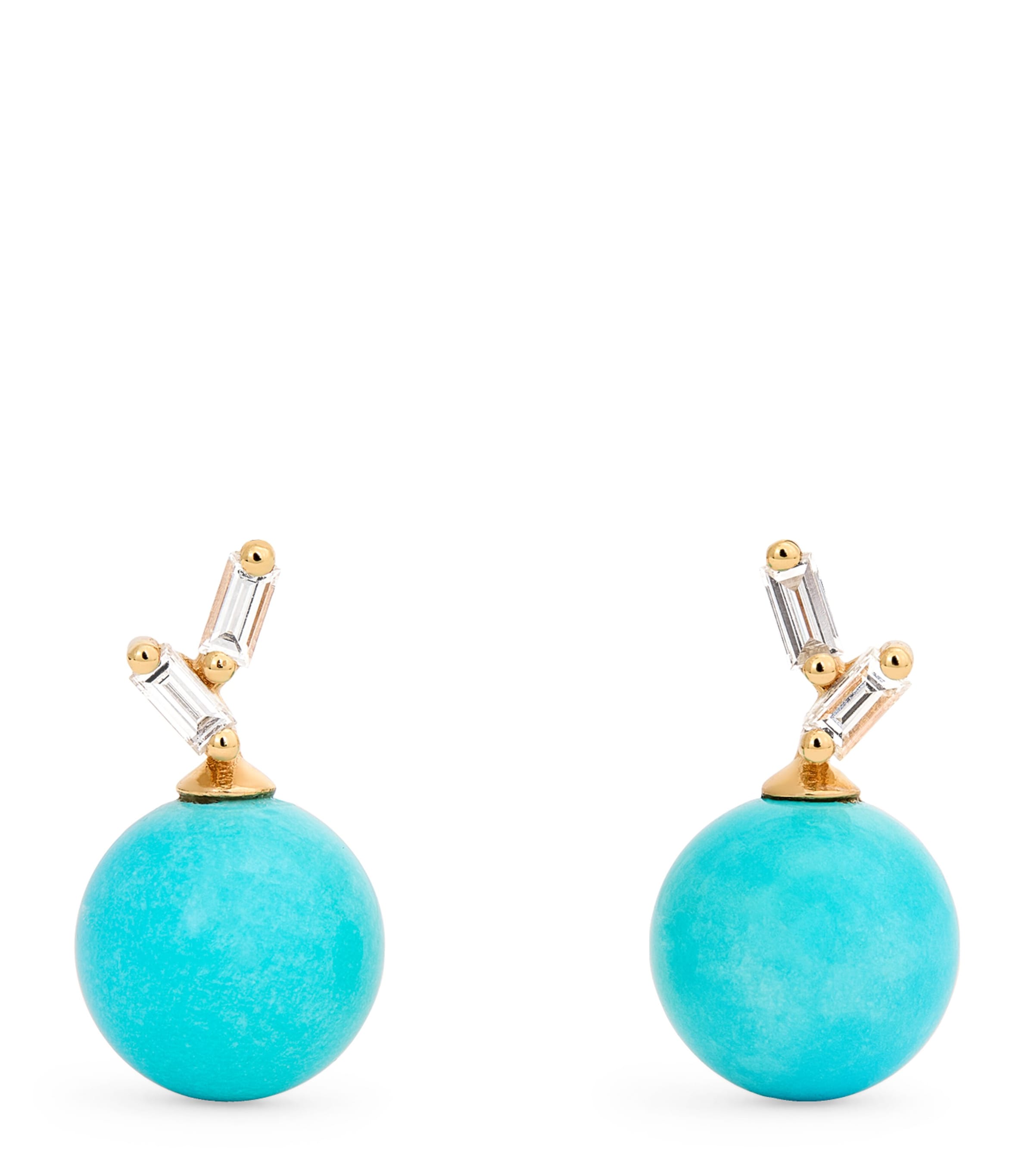 Suzanne Kalan Yellow Gold, Diamond And Turquoise One Of A Kind Earrings In Gold