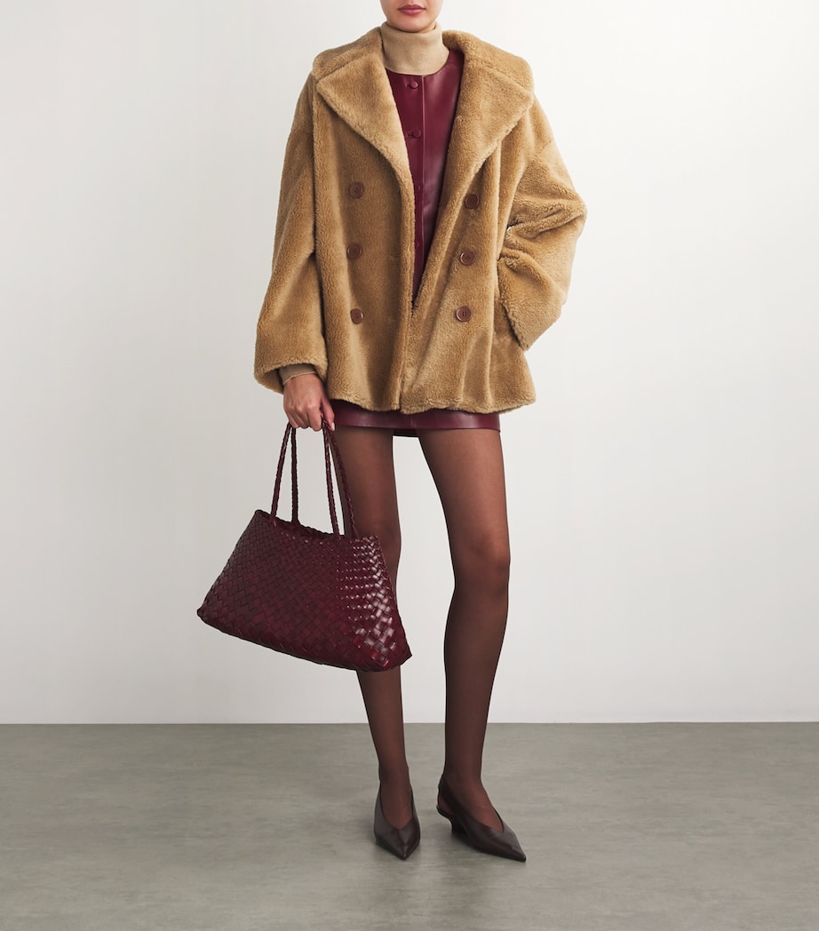 Wool Shearling Double-Breasted Coat TAN Image 2