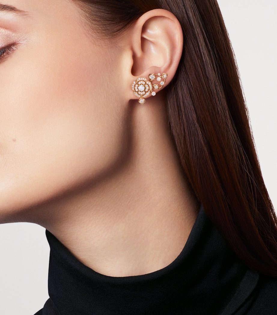 CHANEL Rose Gold and Diamond Bouton de Camélia Crawling Earrings Rose Gold Image 2