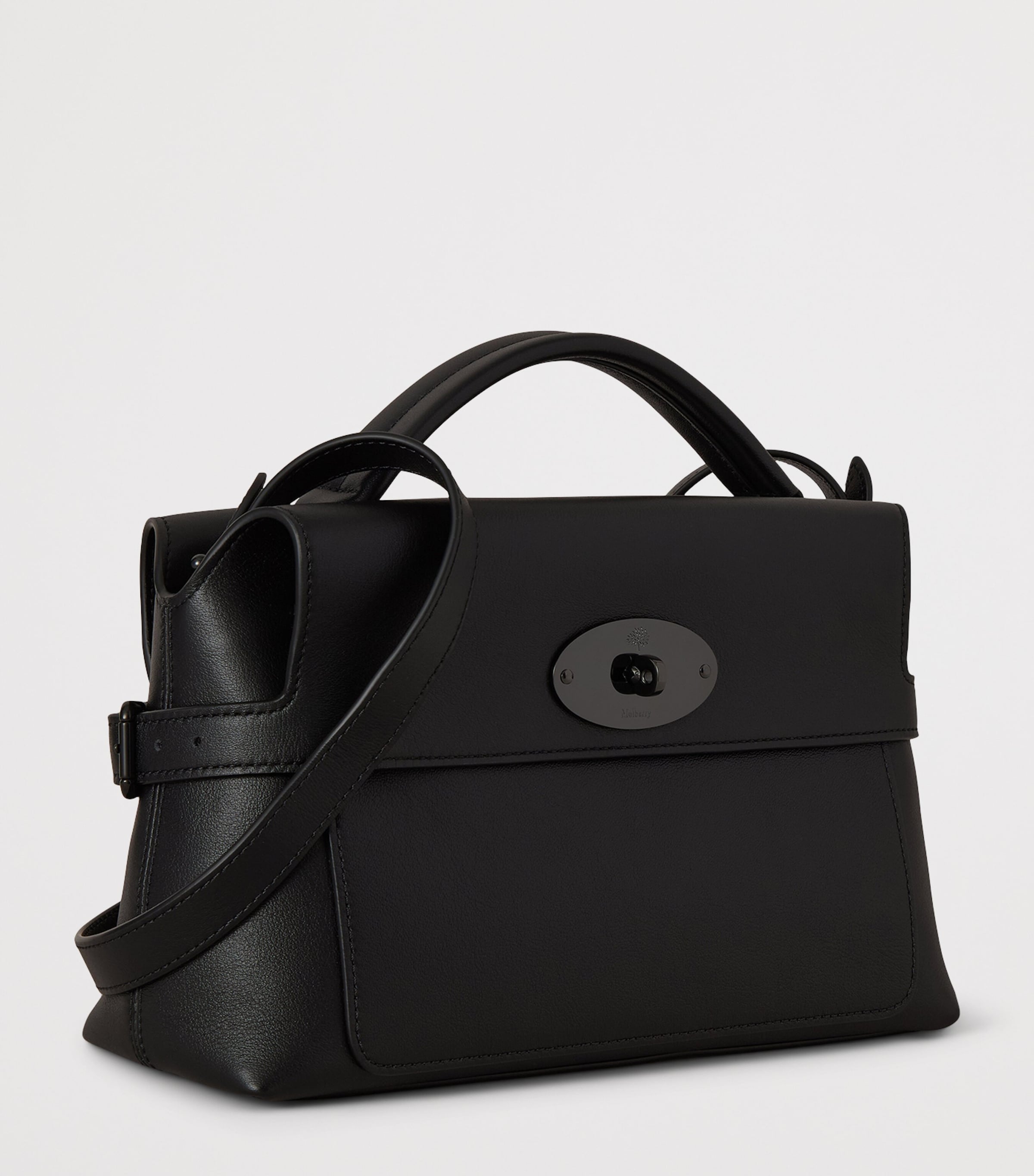 Mulberry Small Leather Stevie Top-Handle Bag Black Image 2