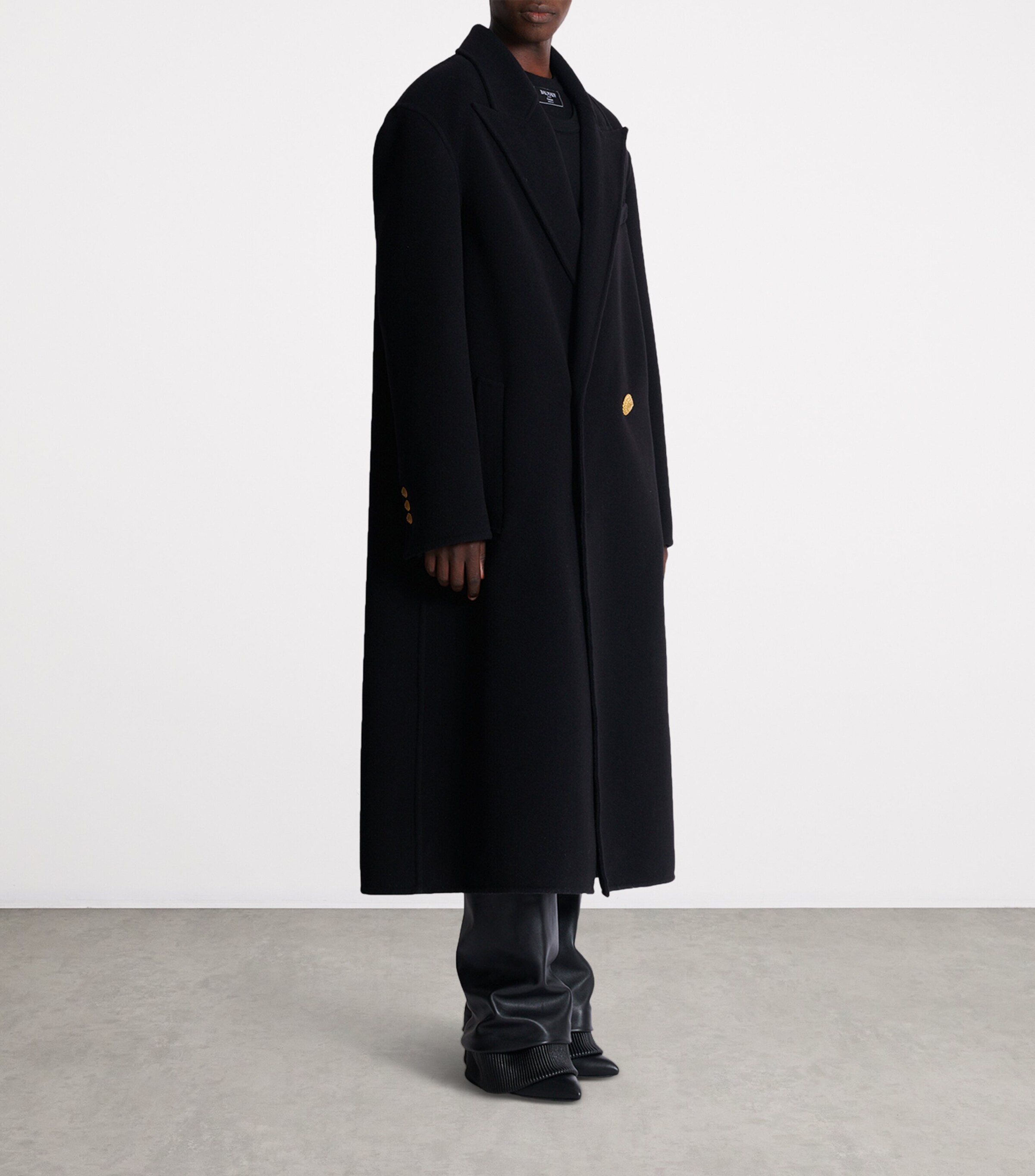 Wool-Cashmere Double-Breasted Overcoat 0PA NOIR Image 7