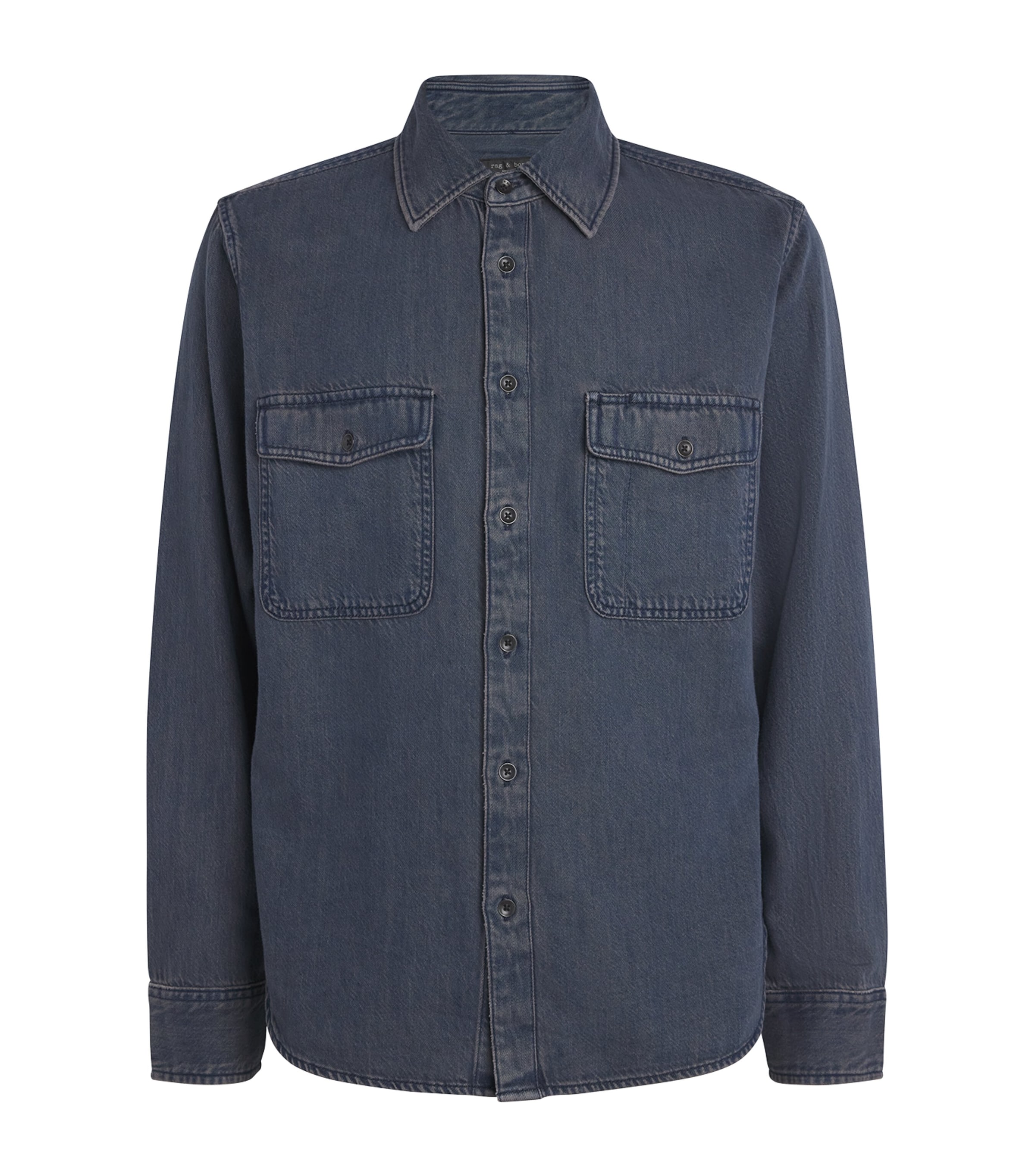 Rag & Bone Navy Featherweight Denim Shirt In Blue