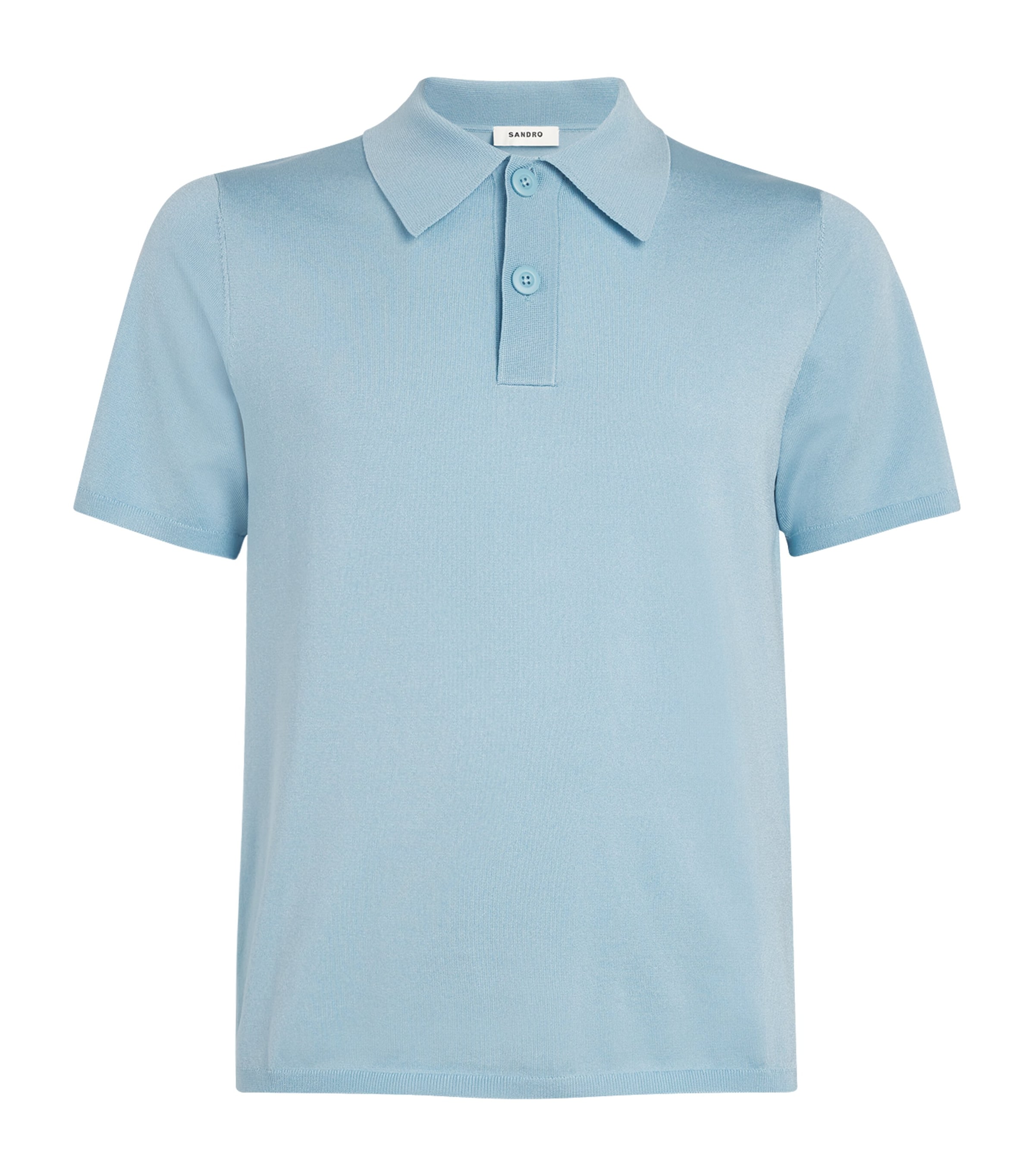 Shop Sandro Knitted Polo Shirt In Blue