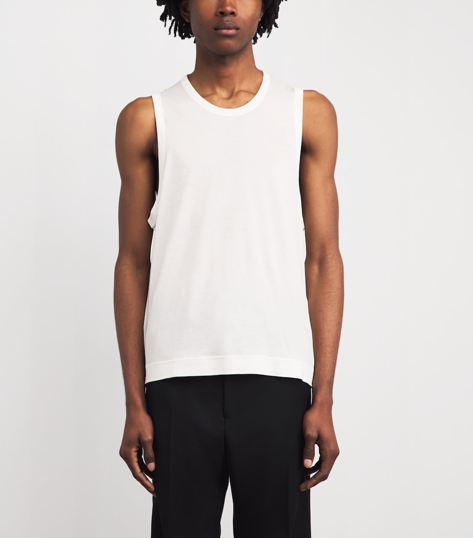 AMI Paris Mens Cotton Ami de Coeur Tank Top Blanc Creme Image 4