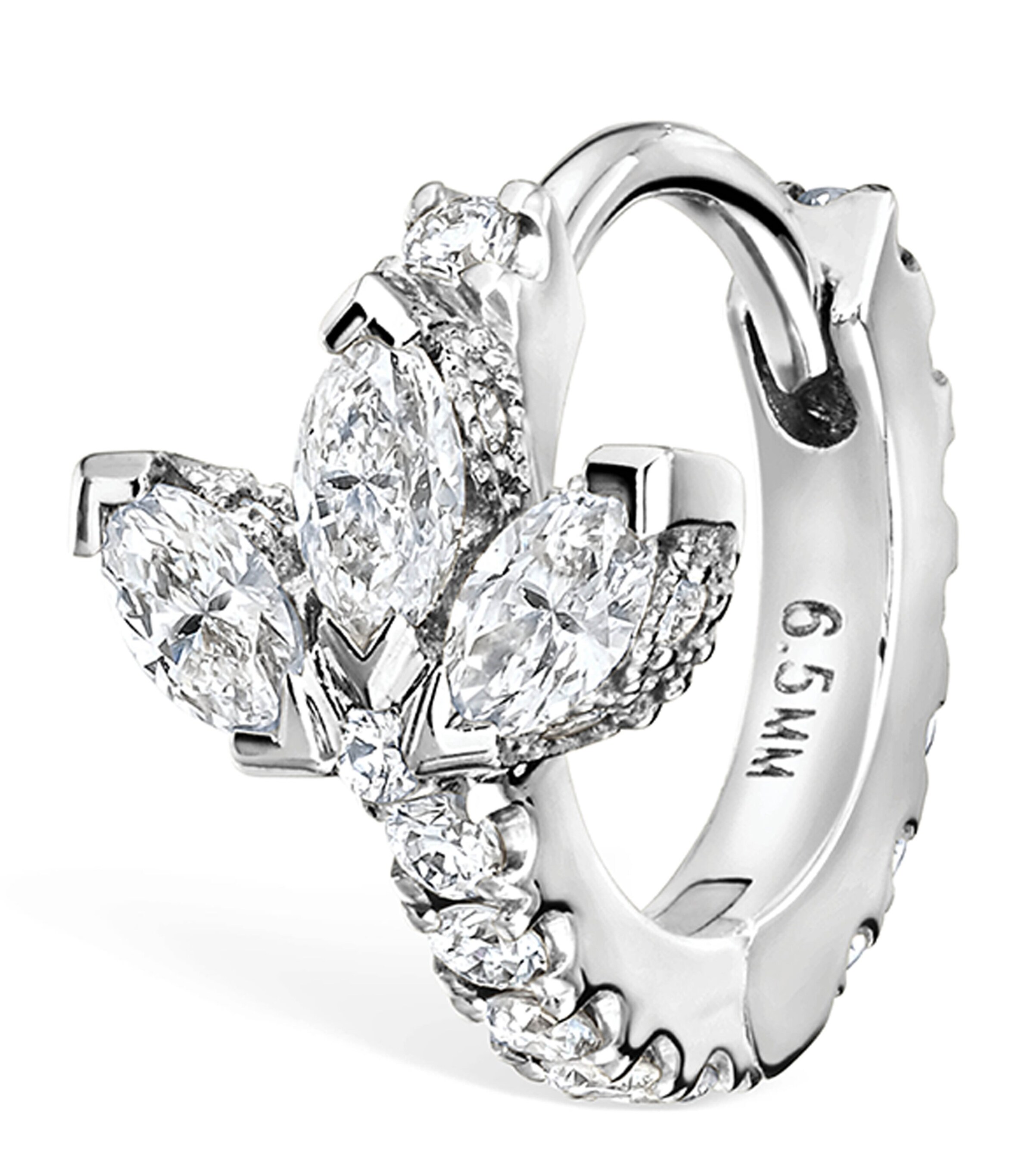 Maria Tash White Gold Diamond Lotus Eternity Hoop Earring (6.5mm) White Gold Image 1