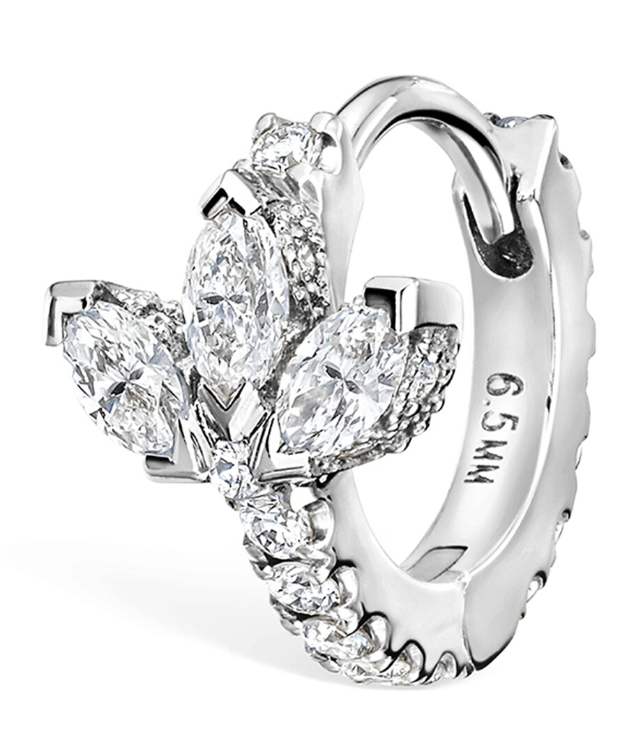 White Gold Diamond Lotus Eternity Hoop Earring (6.5mm) WHITE GOLD Image 1