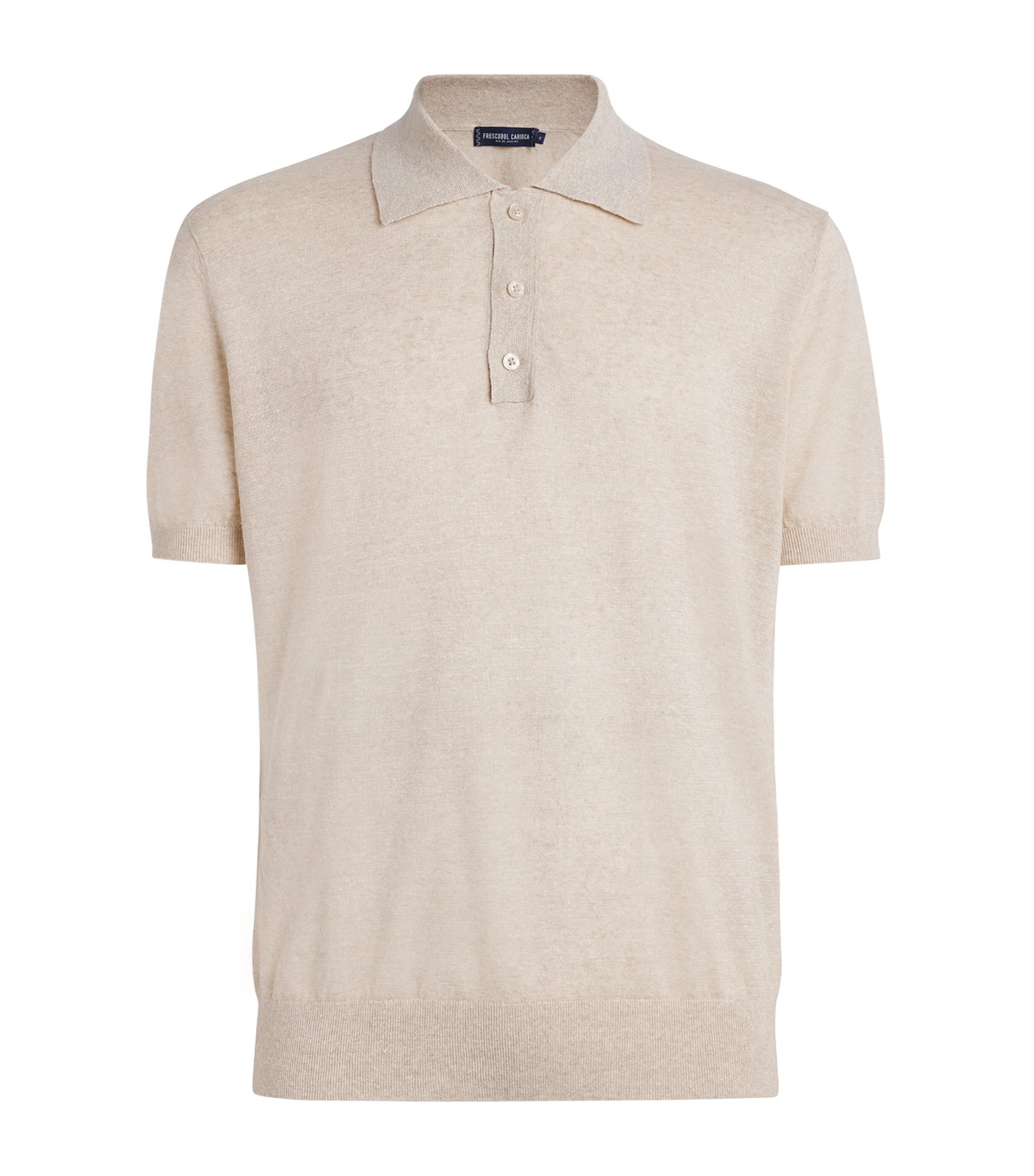 Frescobol Carioca Vidal Linen Short Sleeve Buttoned Polo Ecru In White