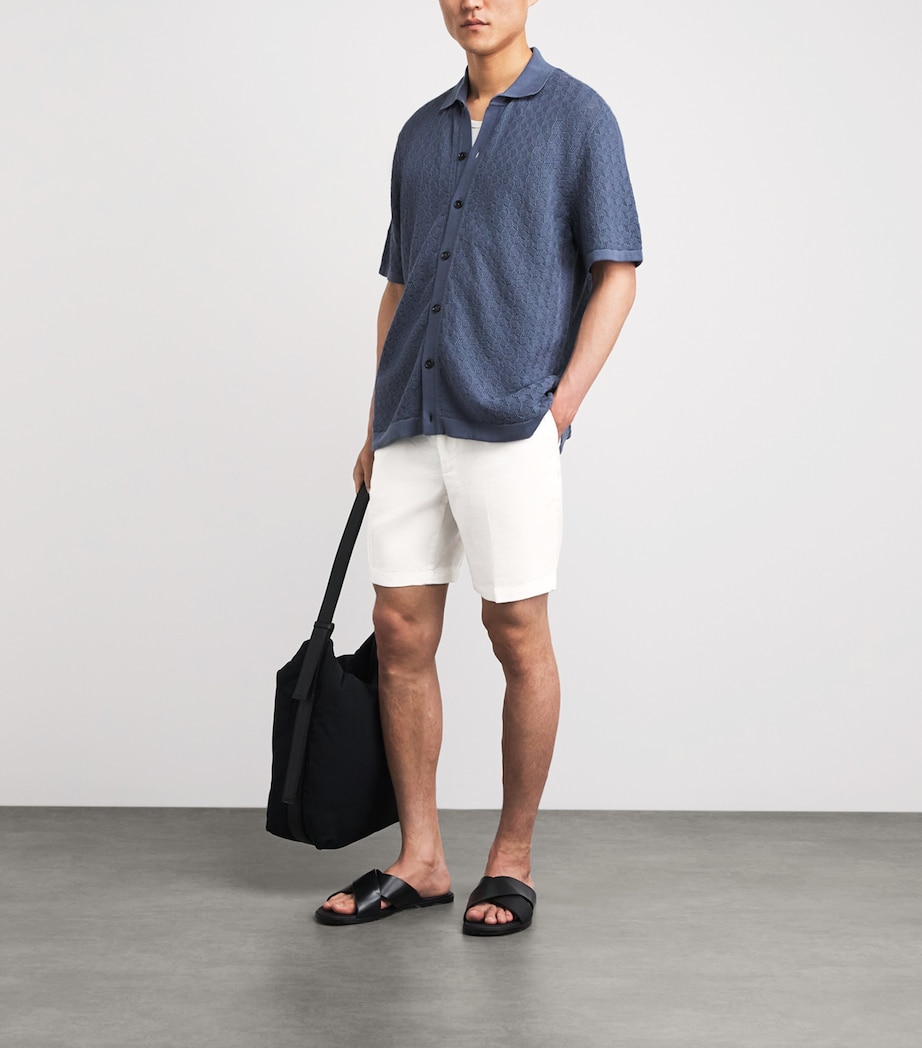 BOSS Mens Linen-Blend Drawstring Shorts White Image 2