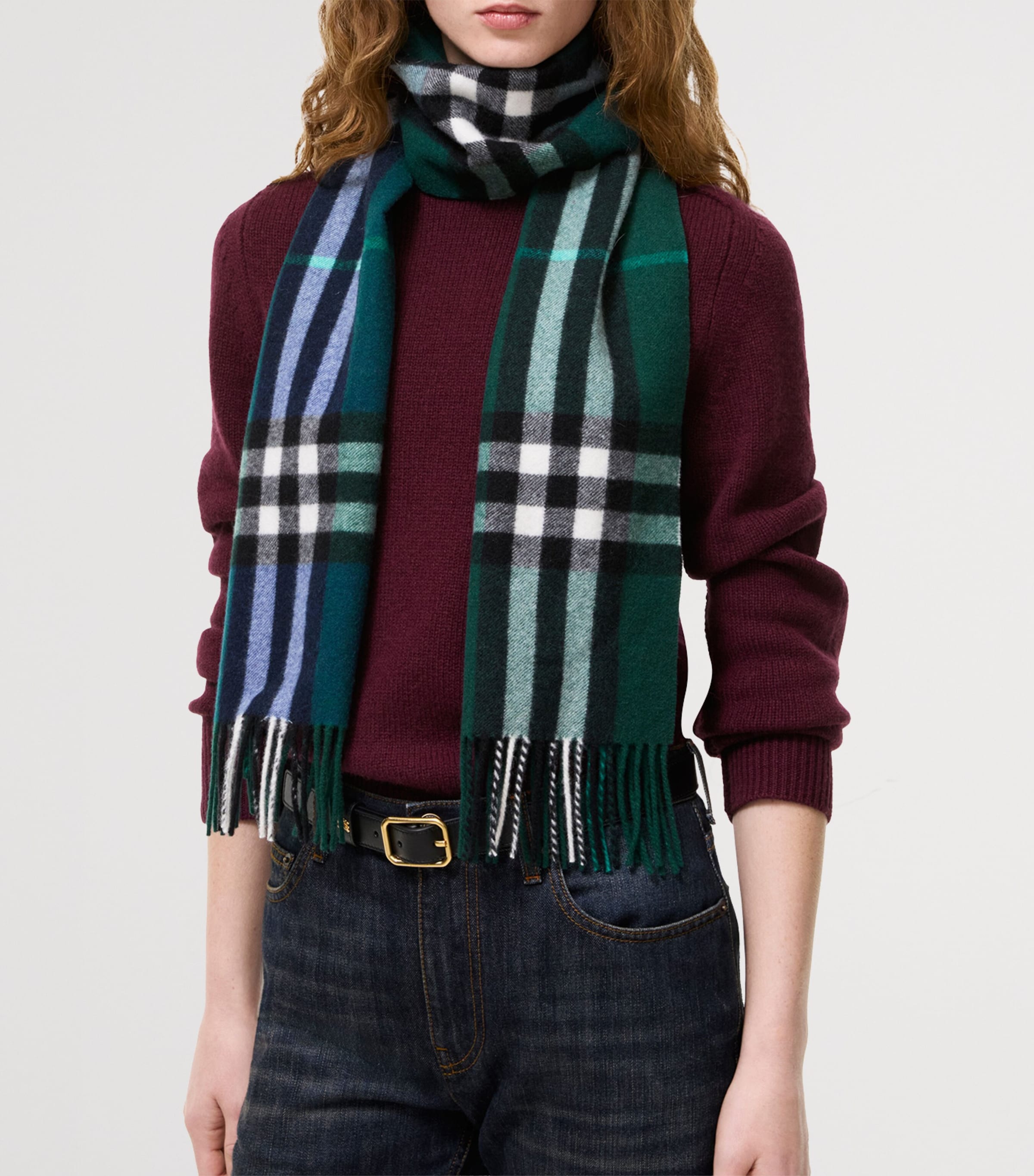 Burberry Cashmere Gradient Check Scarf Ink Blue Image 2