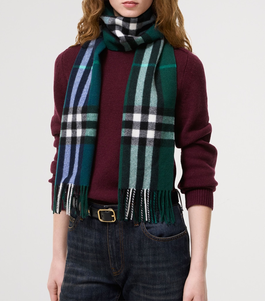 Burberry Cashmere Gradient Check Scarf Ink Blue Image 2