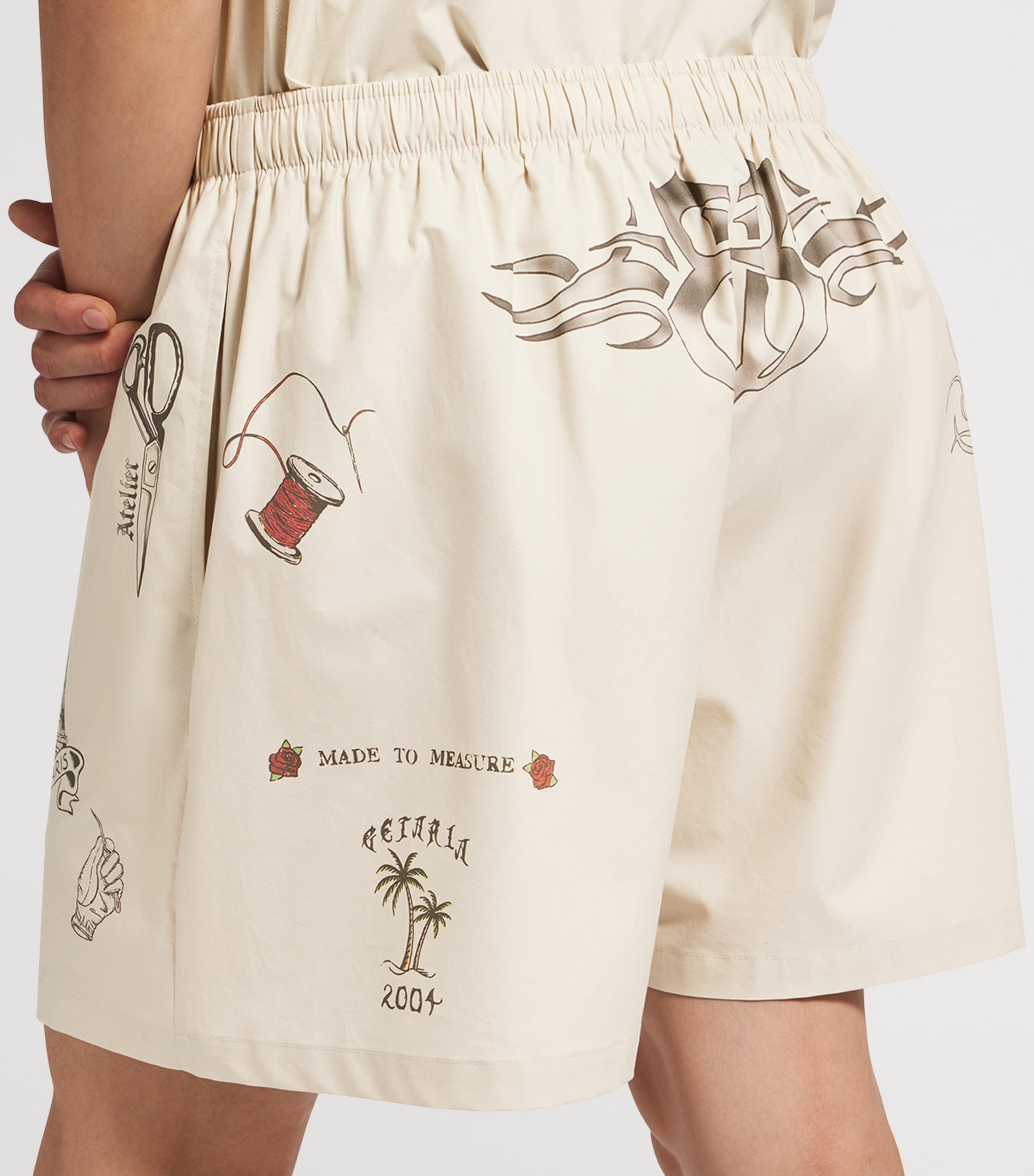 Balenciaga Mens Cotton Tattoo Print Shorts Image 5