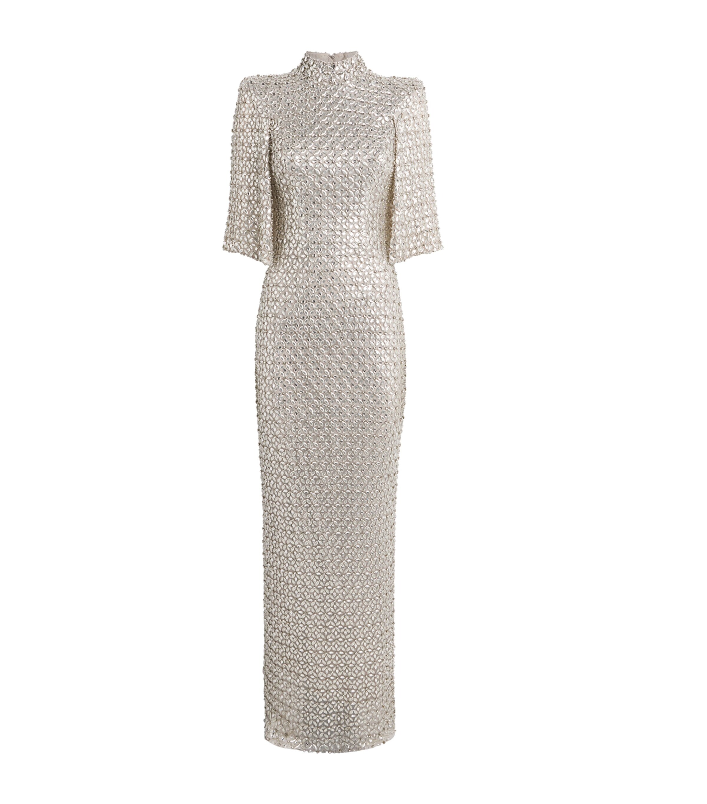 Jenny Packham Womens High-Neck Sedona Maxi Dress Mink Image 1