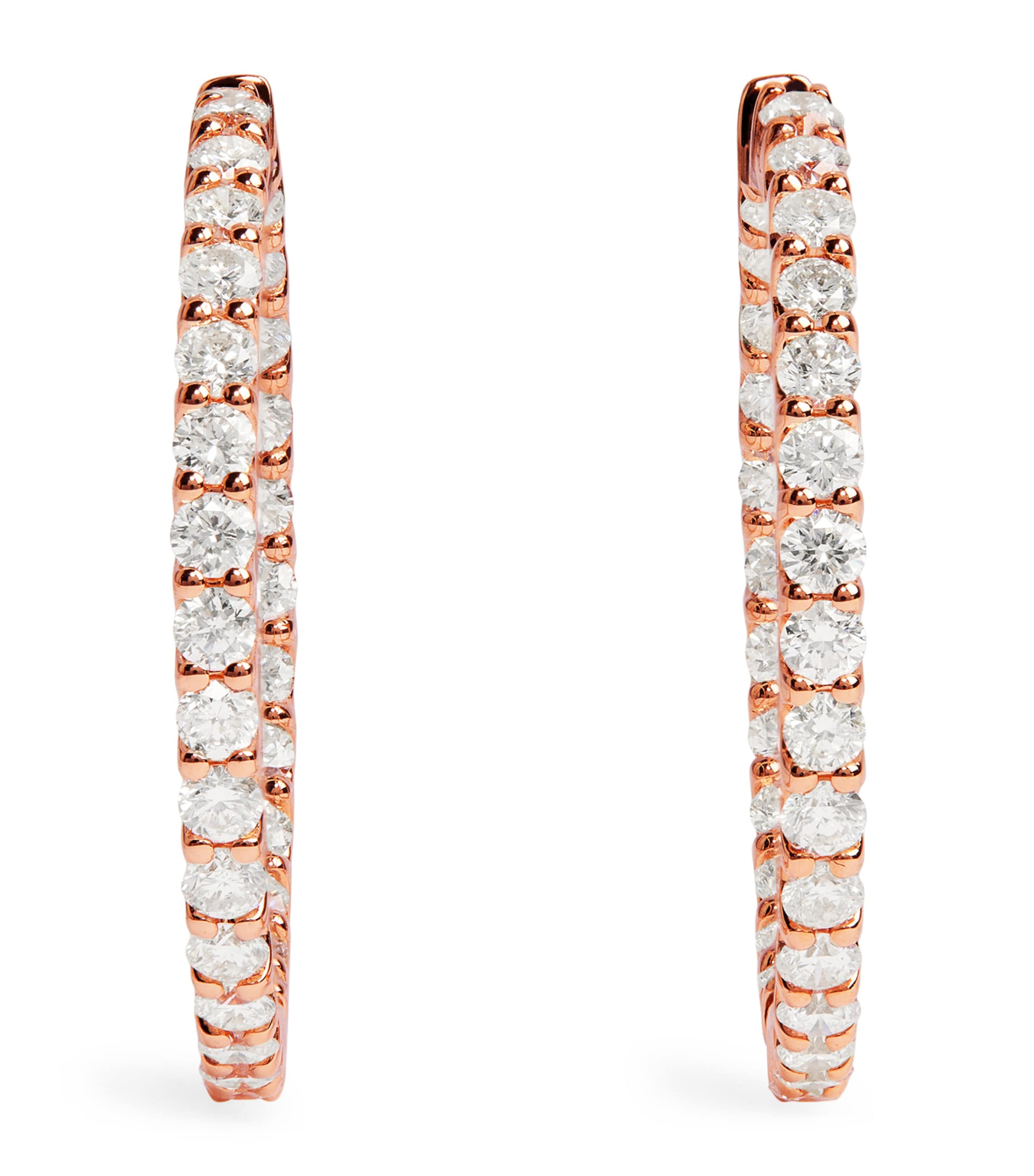Harrods Rose Gold And Diamond Hoop Earrings In Gold