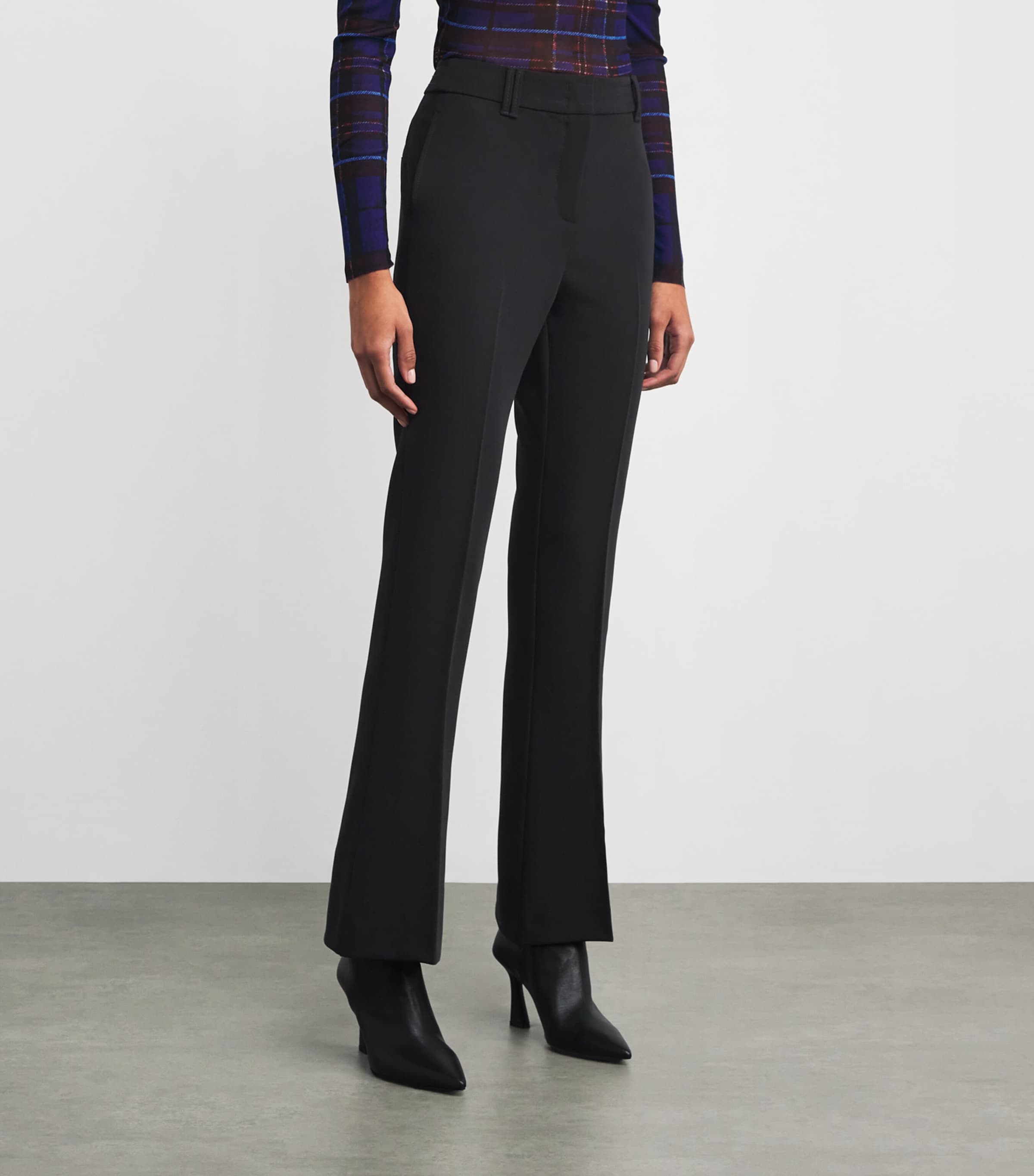 Flared Tailored Trousers BLACK Image 3