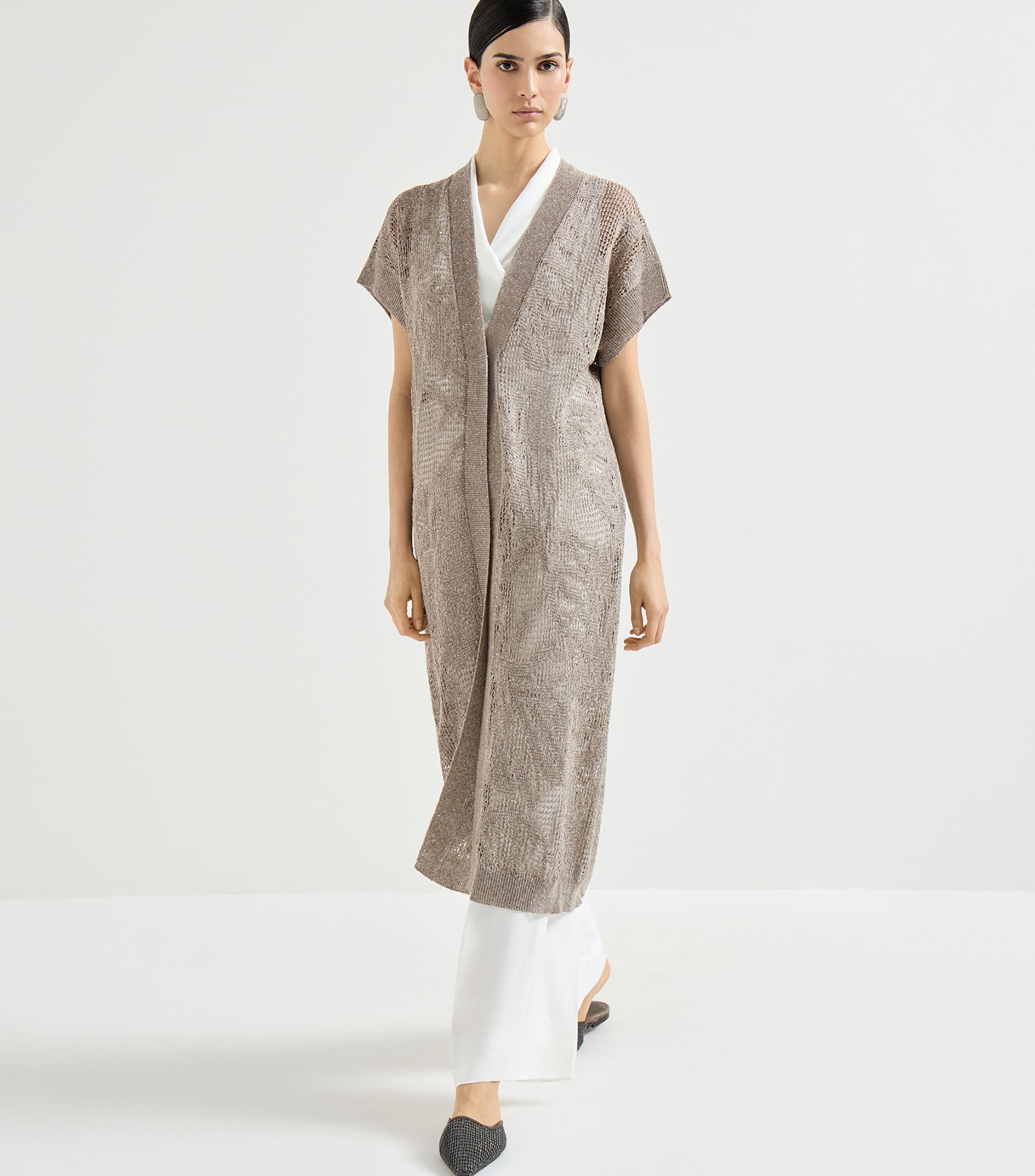 Brunello Cucinelli Womens Water Lilies Long Cardigan Image 3