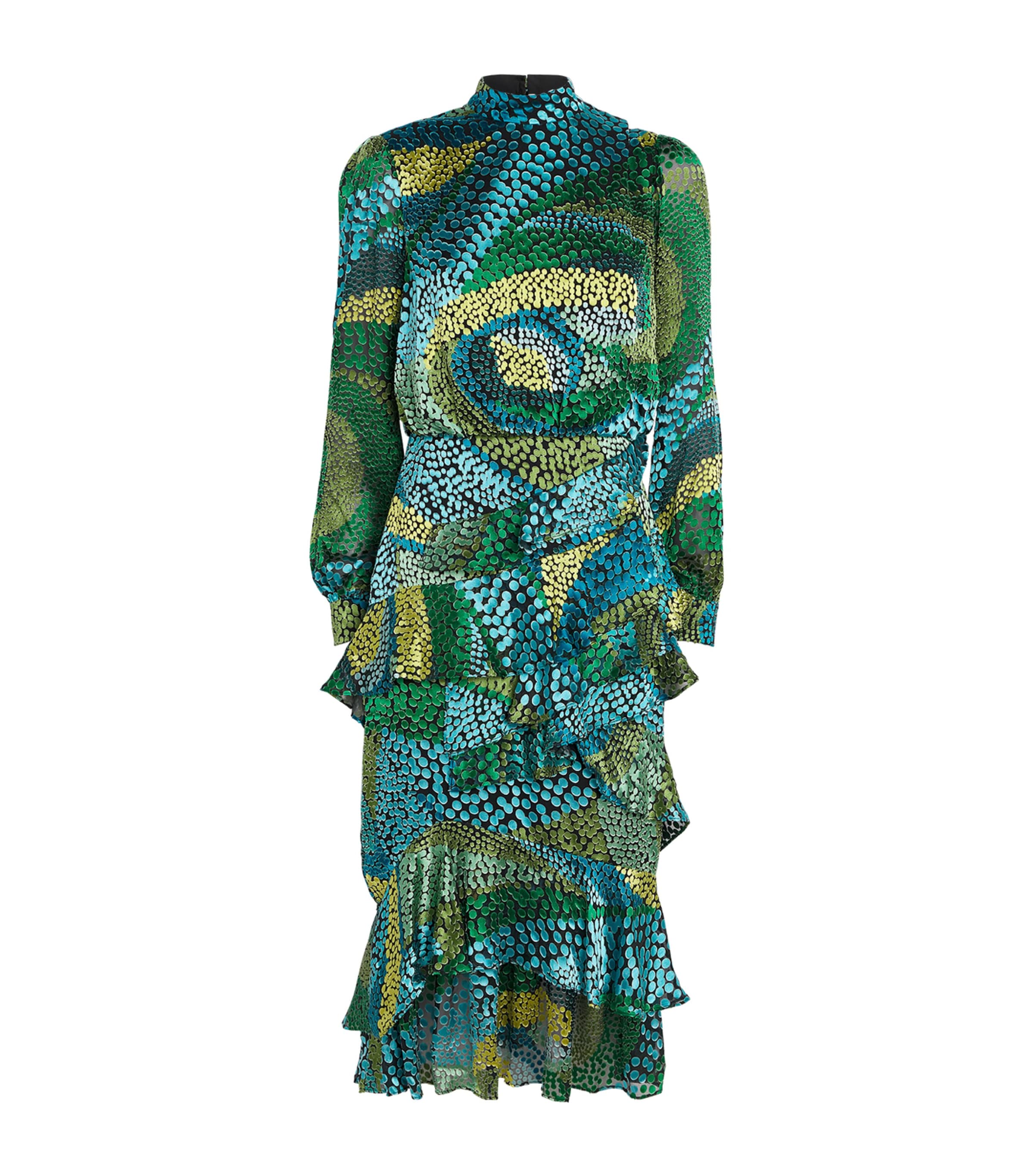 Saloni Isa Ruffle Midi Dress In Multi