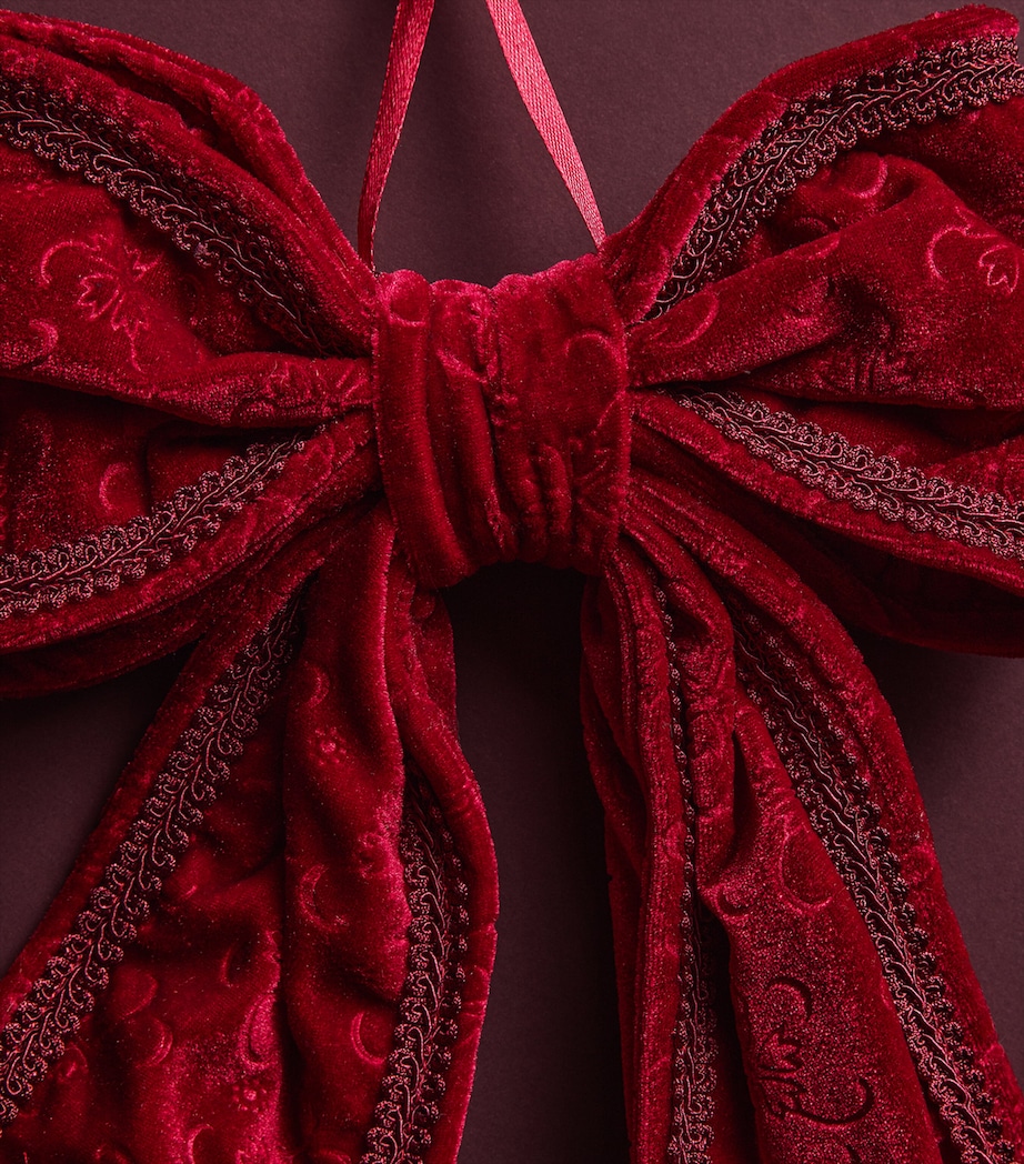 Luxury Garland Velvet Lace-Embellished Bow Tree Decoration Deep Red Image 2