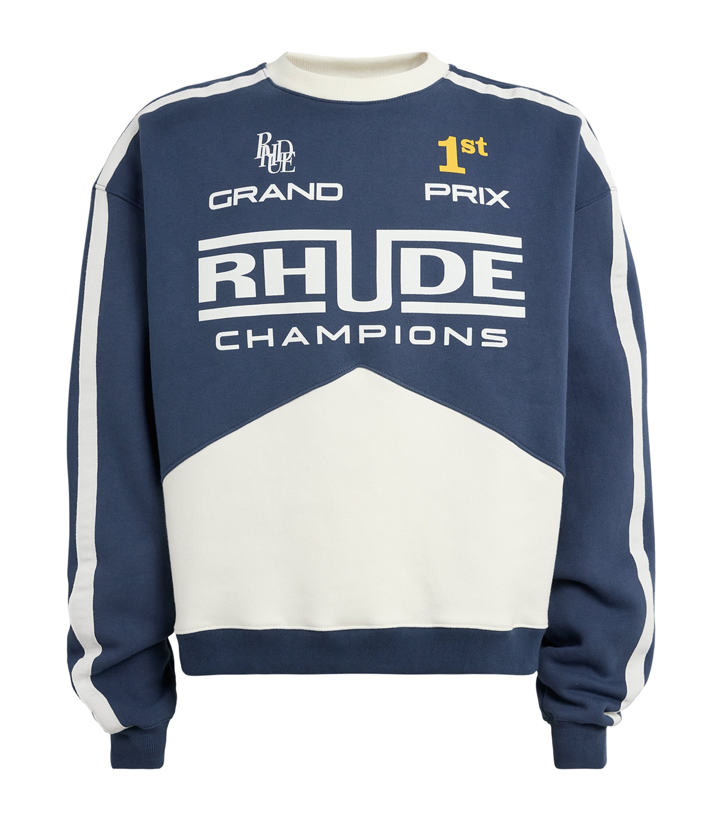 Rhude Mens Cotton Champions Sweatshirt Navy/vtg White Image 1