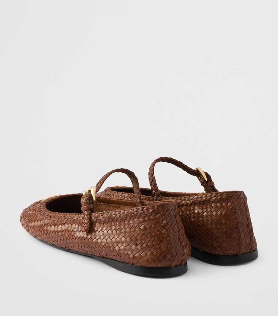 Prada Woven Leather Ballet Flats Brown Image 4