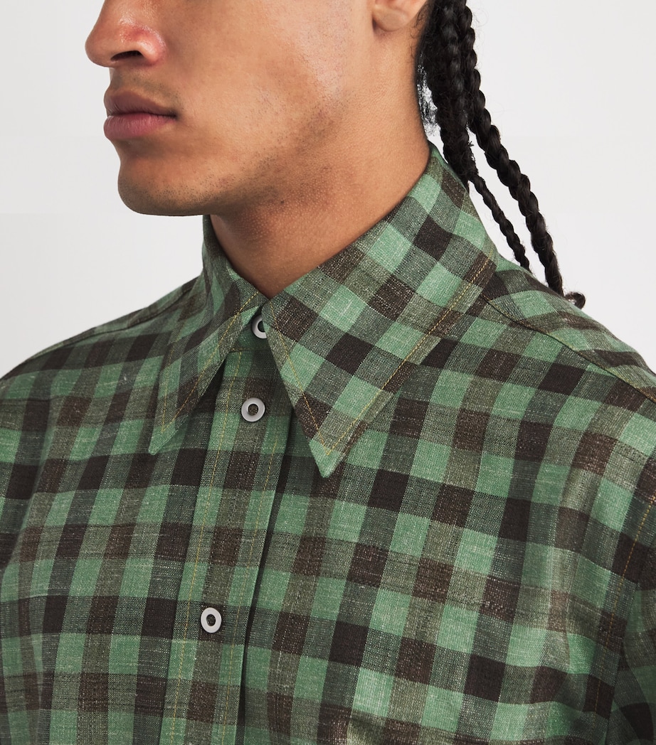 Wool-Silk-Linen Check Shirt PLANTAIN Image 6