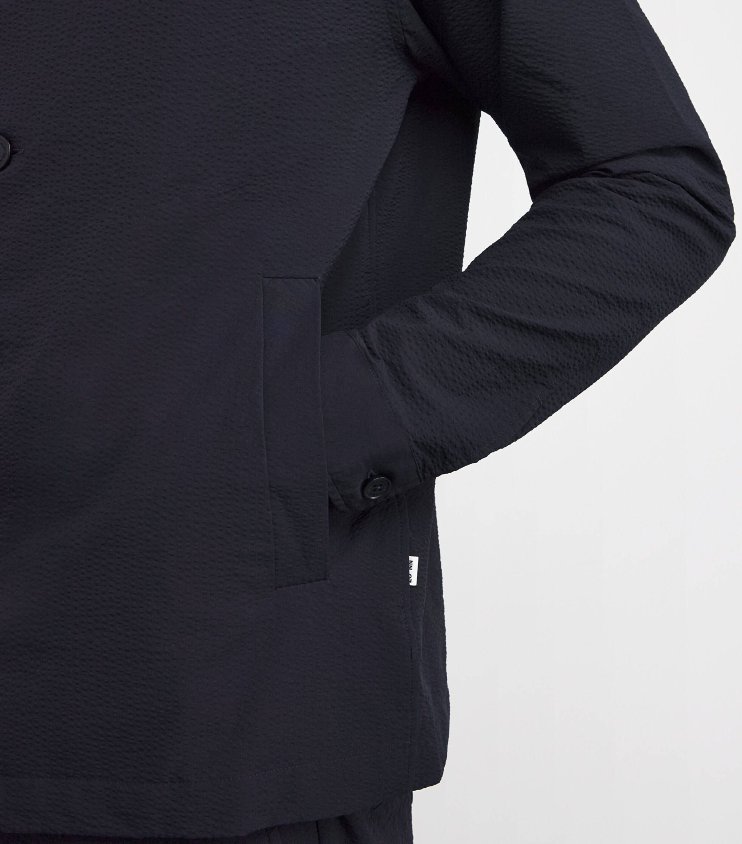 NN07 Mens Seersucker Zander Overshirt Navy Blue Image 6