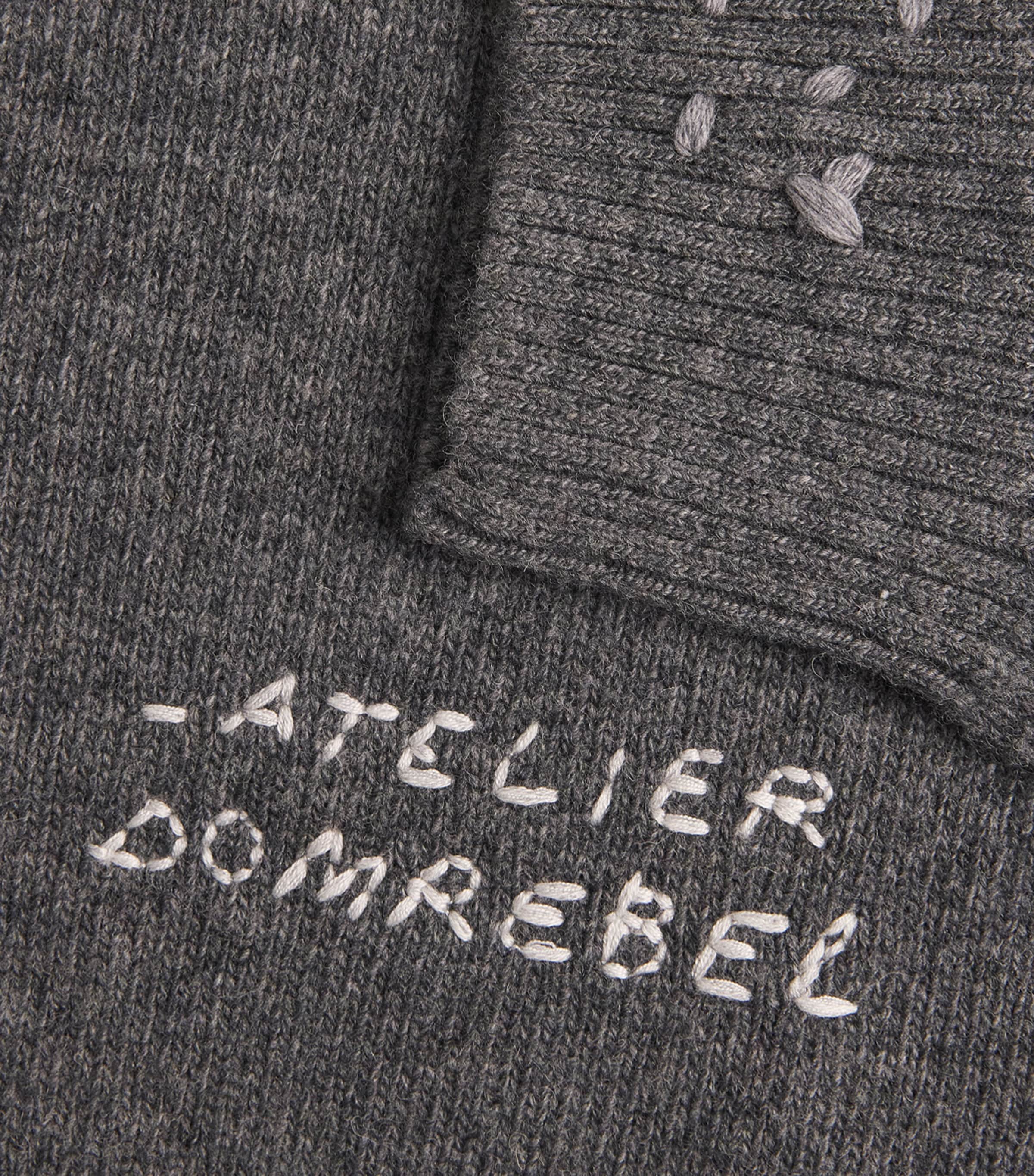 DOMREBEL Mens Wool-Blend Embroidered Wiser Sweater Grey Image 6
