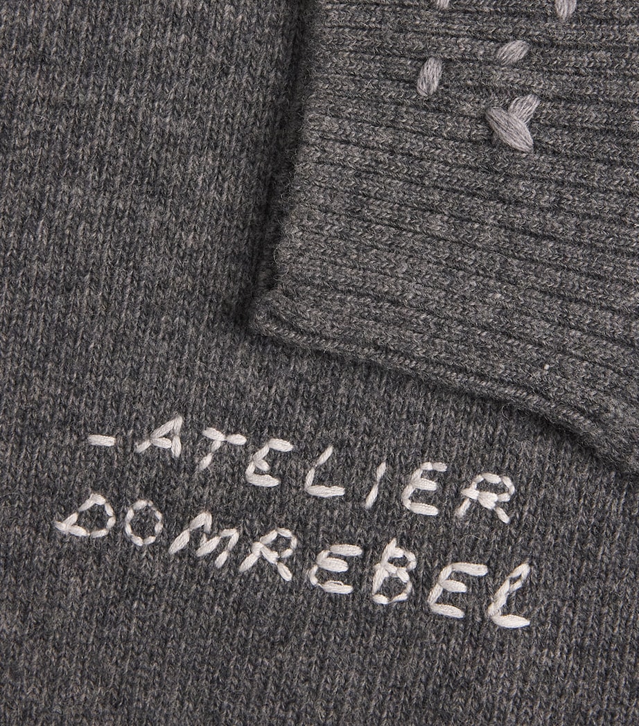 DOMREBEL Mens Wool-Blend Embroidered Wiser Sweater Grey Image 6