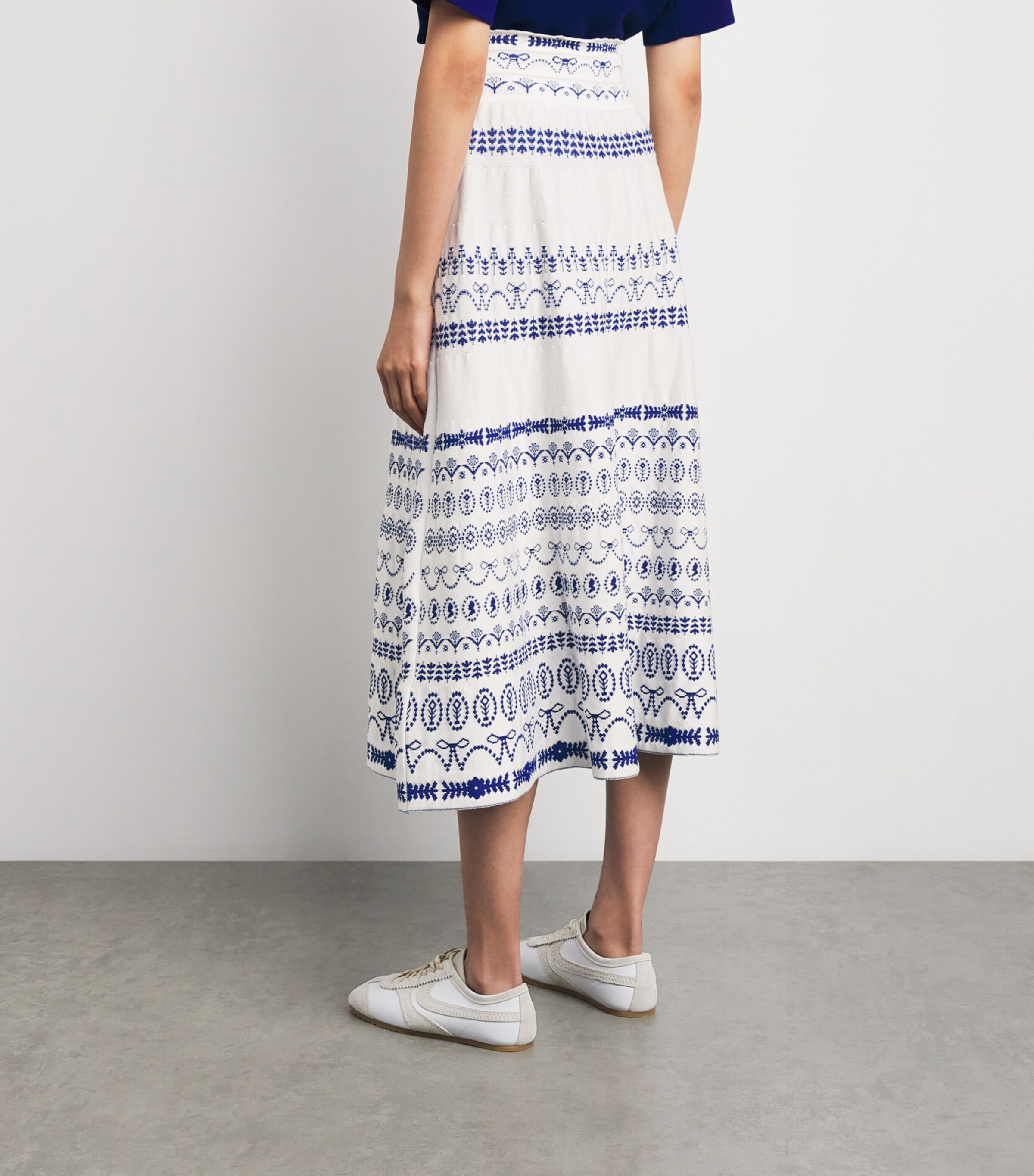 Molli Womens Jacquard-Knit Midi Skirt Milk Blue Faience Image 5