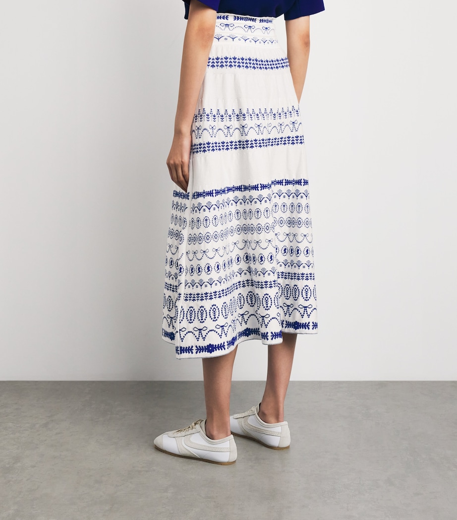 Molli Womens Jacquard-Knit Midi Skirt Milk Blue Faience Image 5