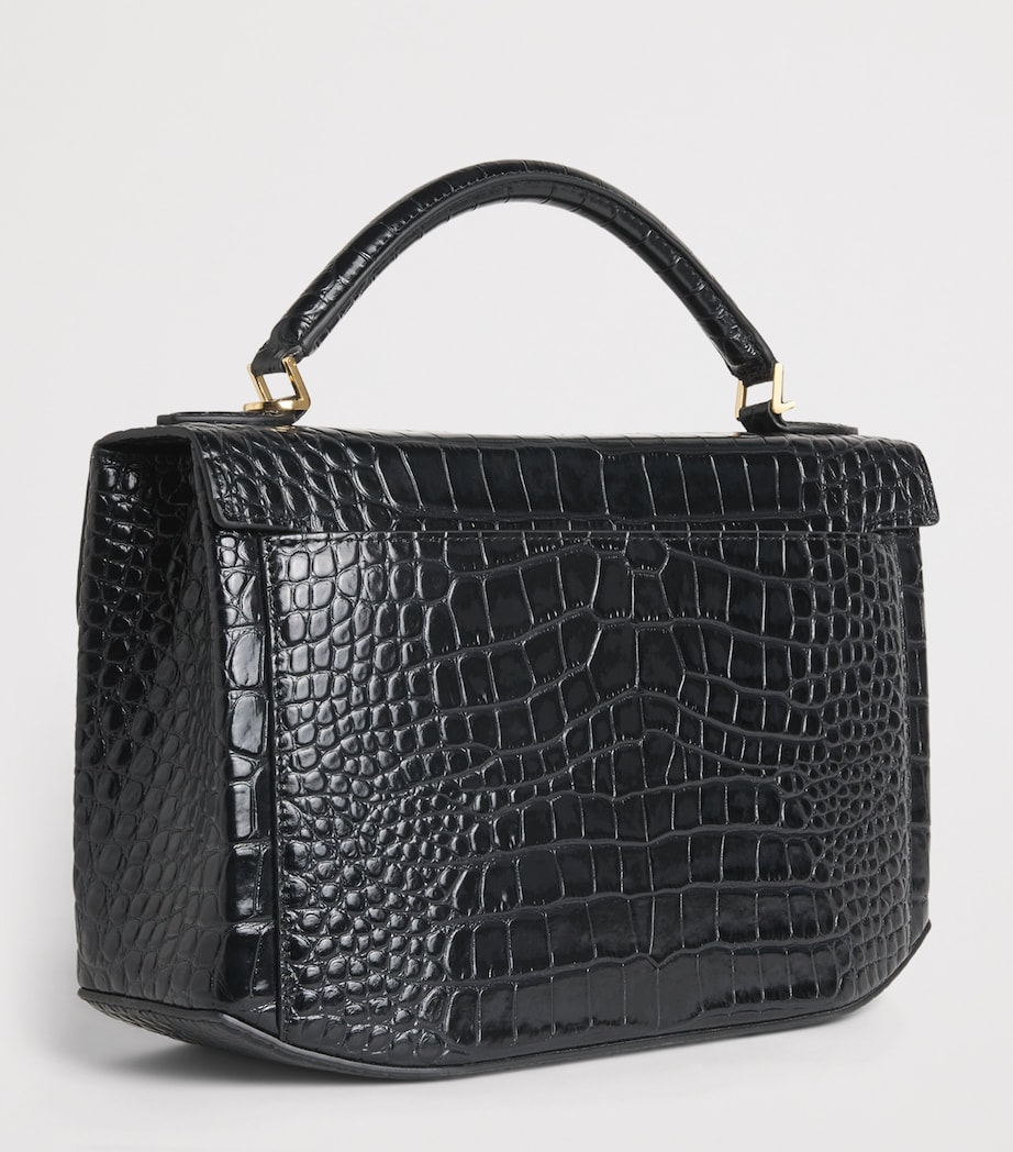 Toteme Womens Croc-Embossed Leather Box Top-Handle Bag Black Image 3