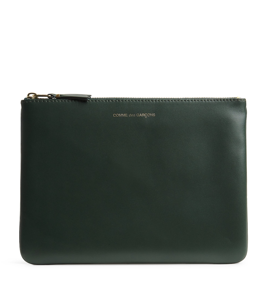 Comme Des Garçons Wallet Large Leather Pouch Bottle Green Image 1