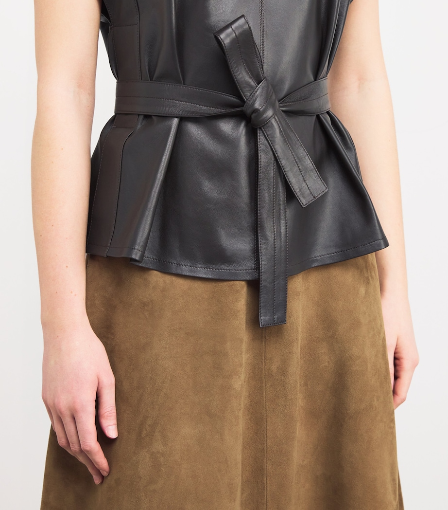Lemaire Womens Leather Belted Top Dark Chocolate Image 6