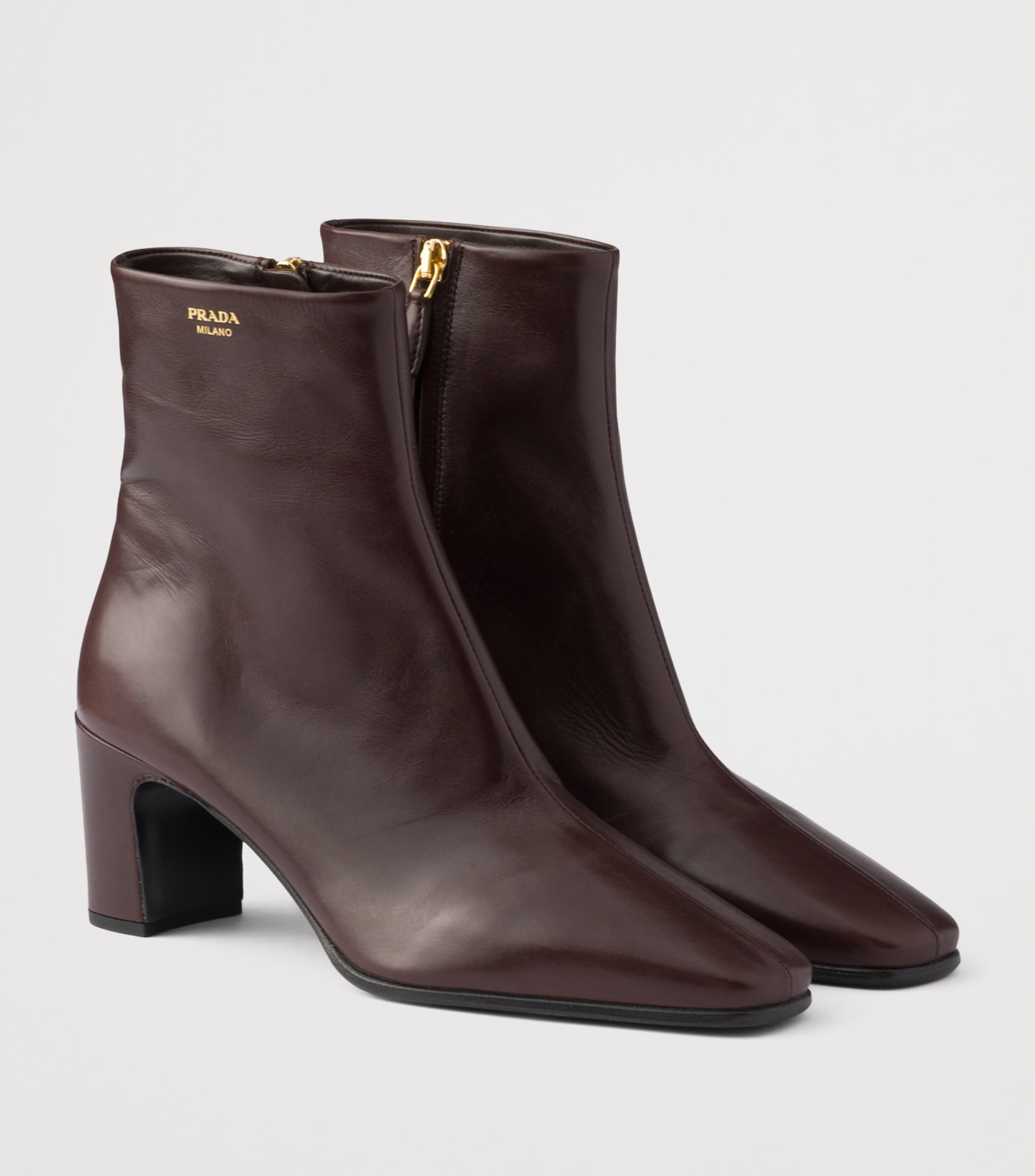 Prada Womens Calfskin Ankle Boots 65 Brown Image 2