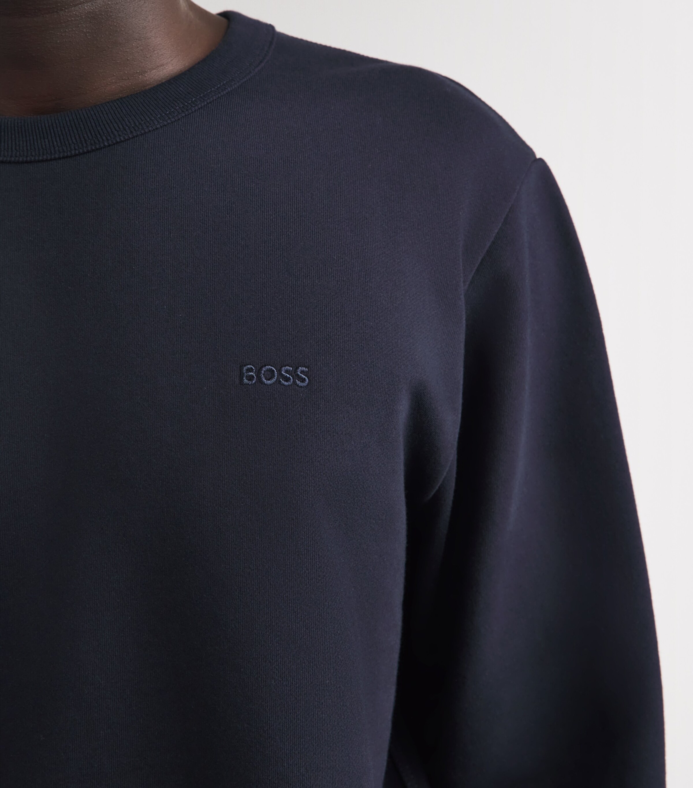 BOSS Mens Cotton Sharpe Sweatshirt Dark Blue Image 3