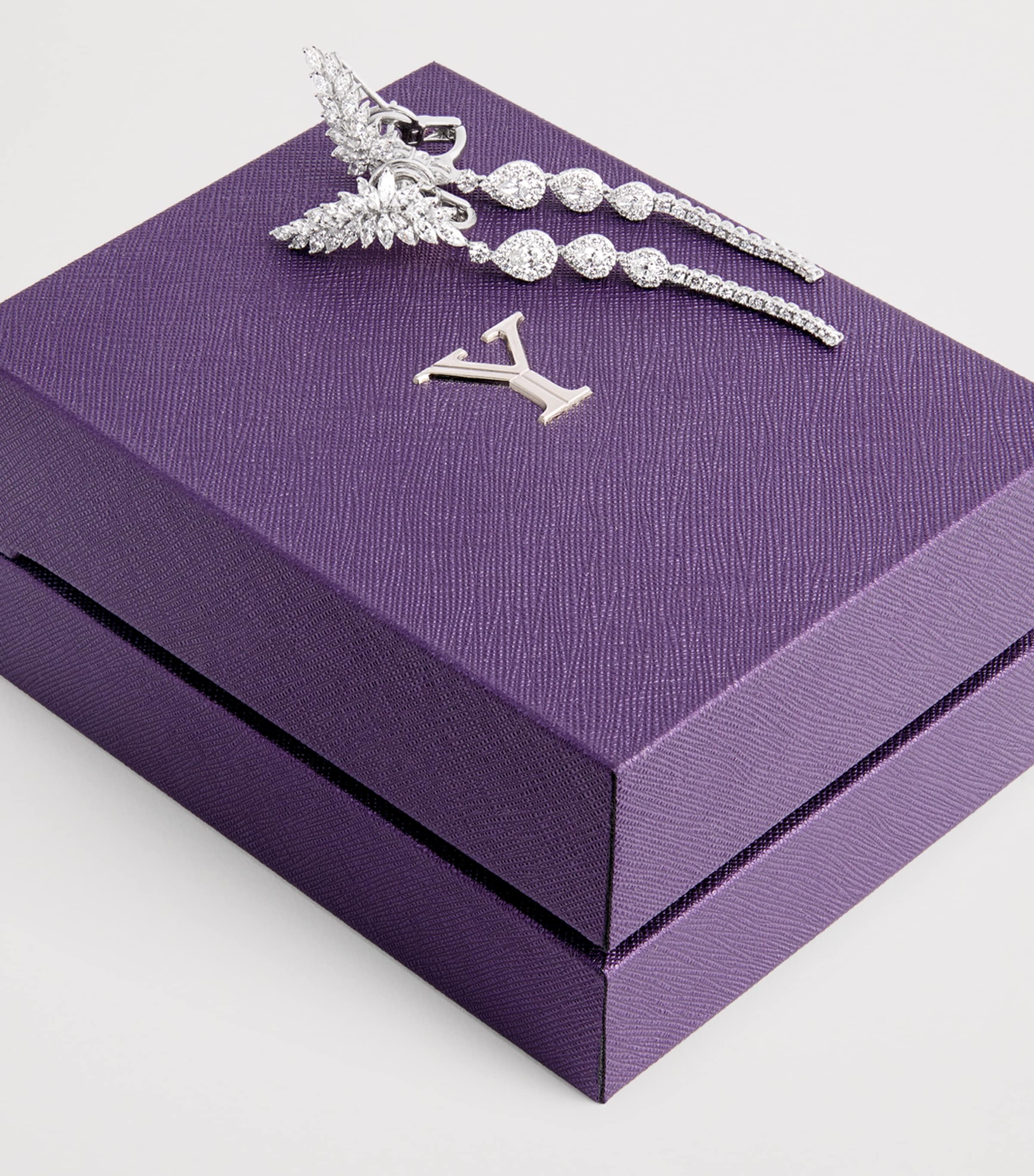 White Gold and Diamond Pearlescent Drop Earrings WHITE GOLD Image 5