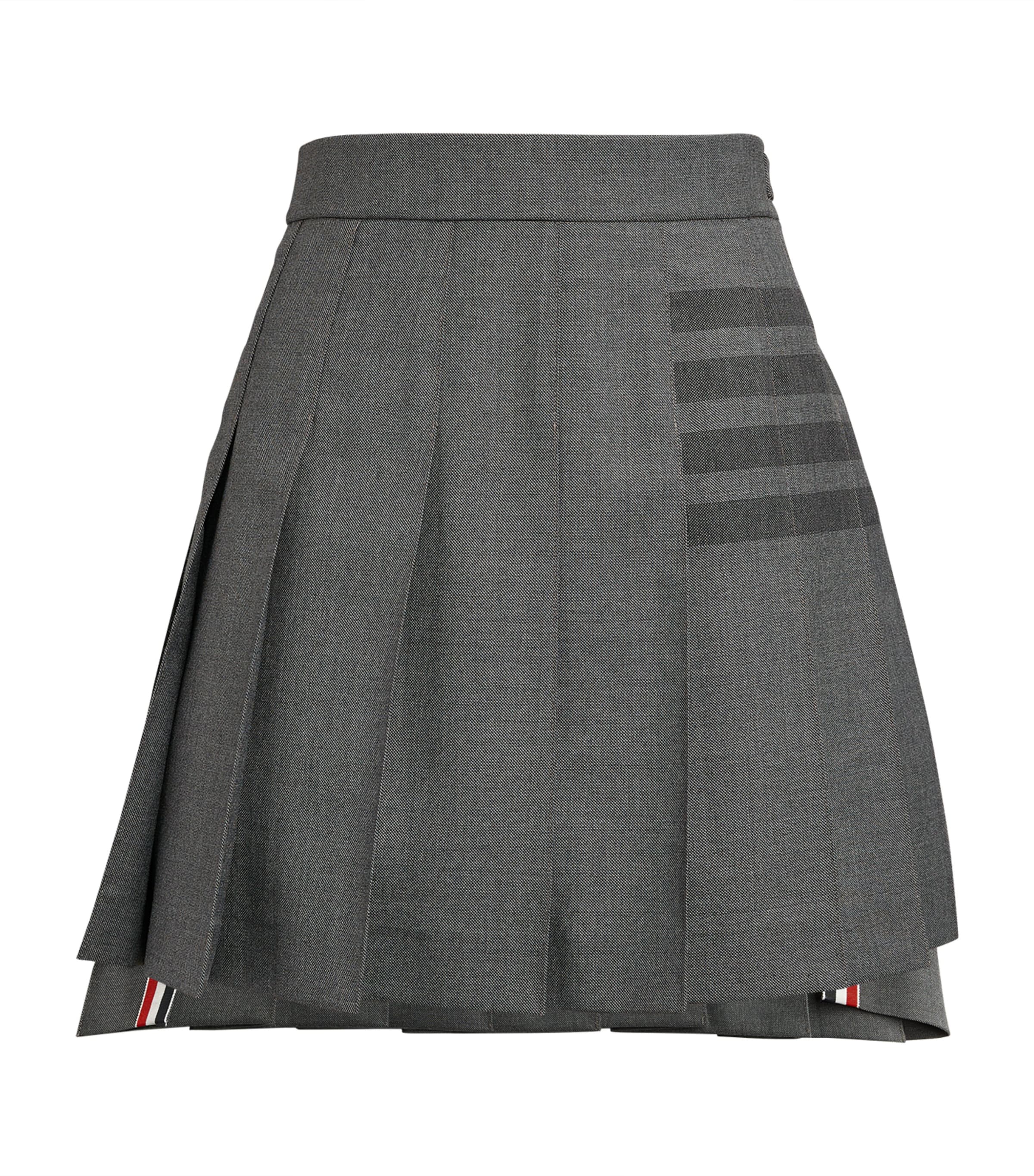 Shop Thom Browne Pleated Mini Skirt In Grey