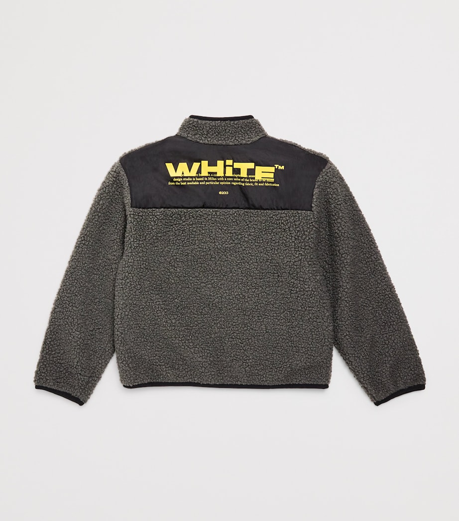 Off-White Kids Logo Teddy Fleece Jacket (4-12+ Years) Grey Yellow Image 2