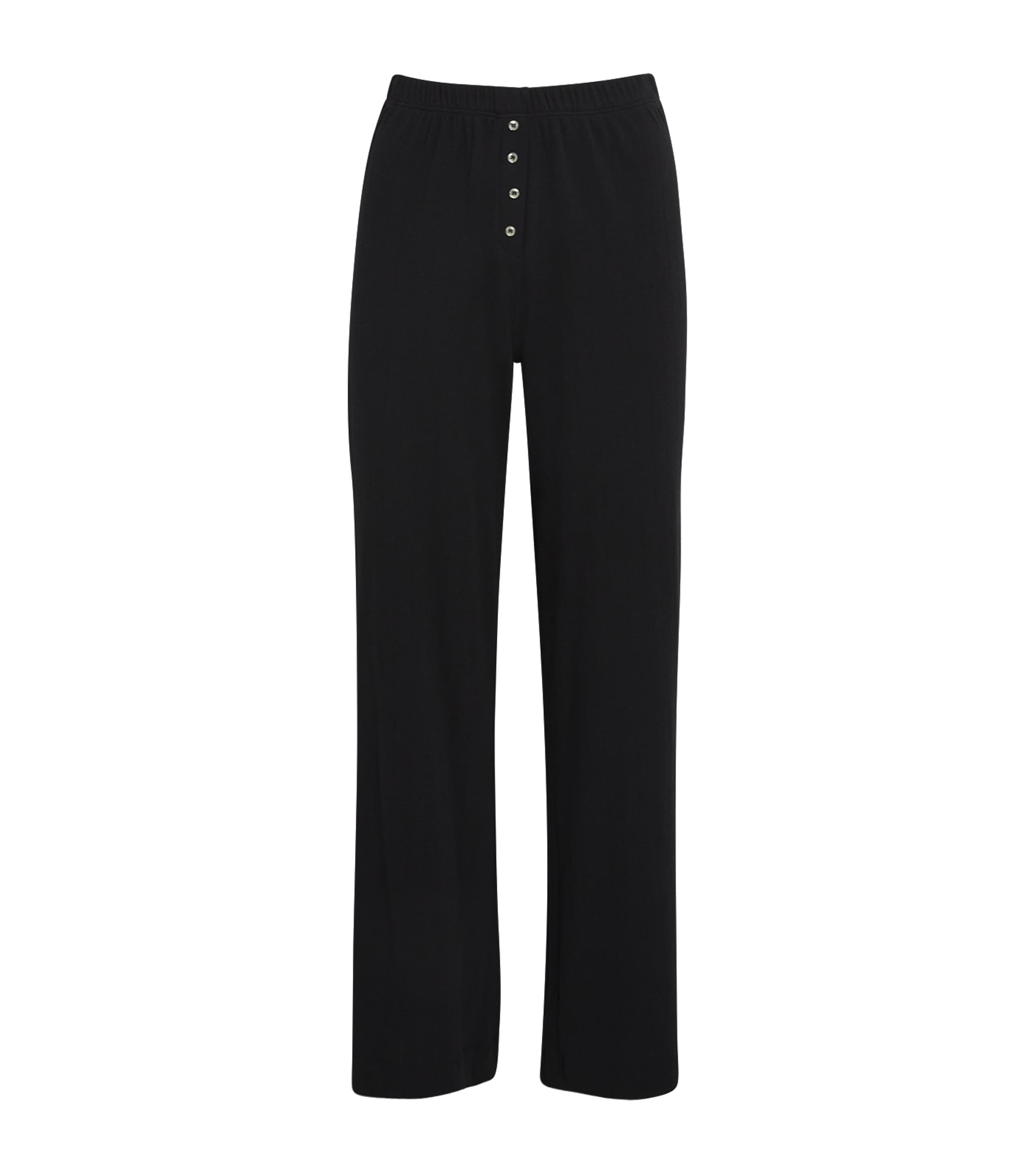 Shop Leset Cotton Pointelle Lounge Trousers In Black