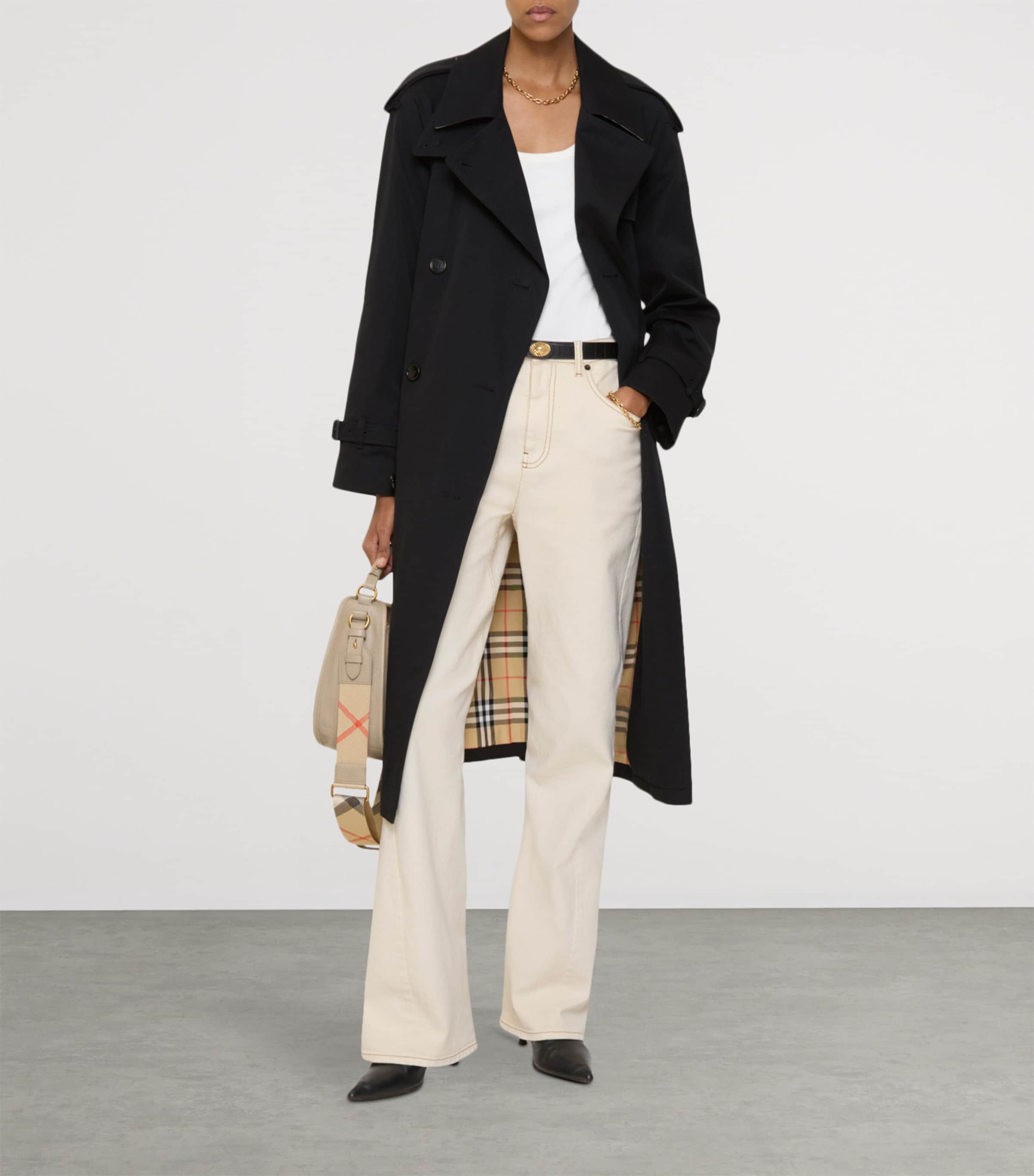 Burberry Black Long Castleford Trench Coat | Harrods AE
